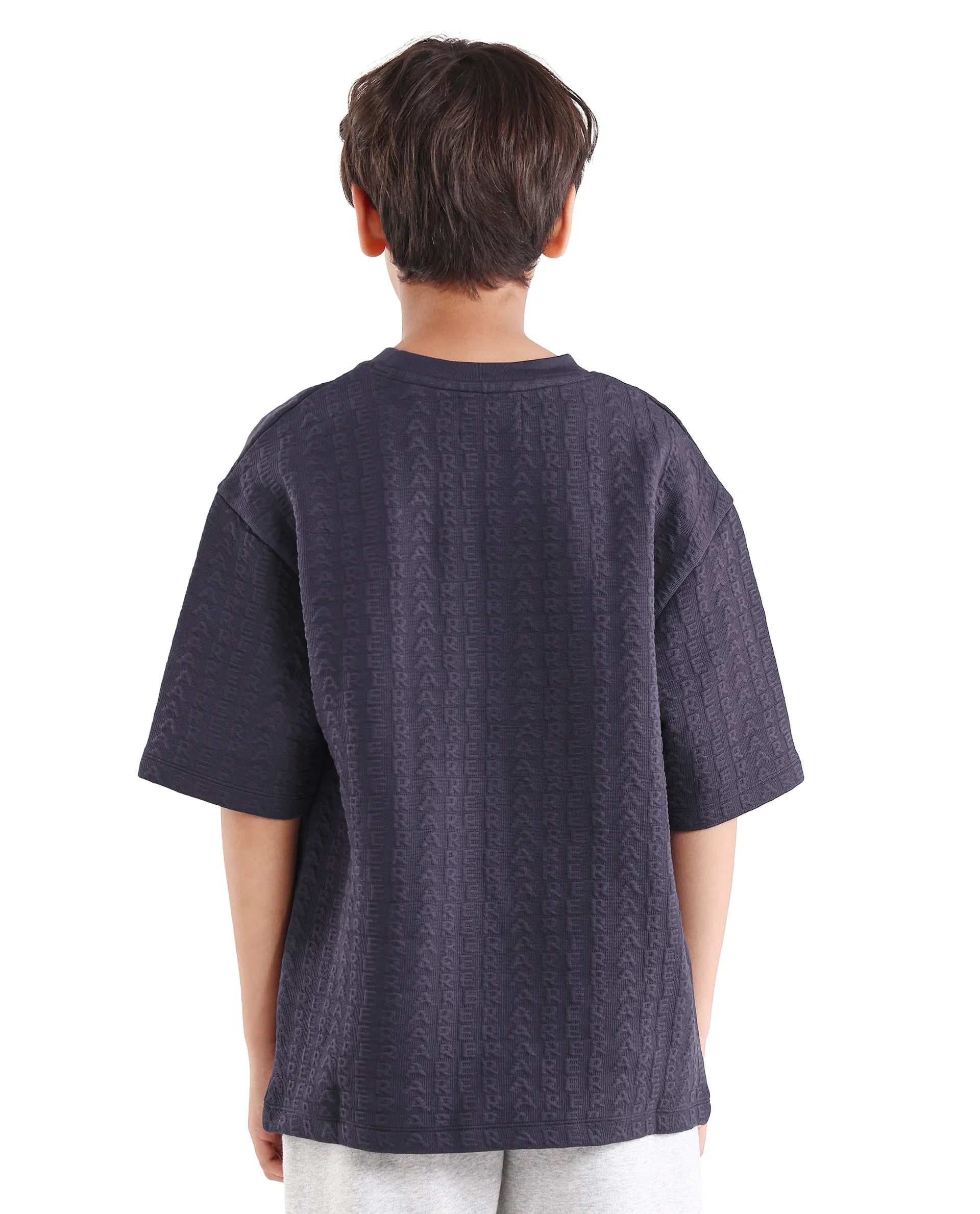 Rare Ones Kids Myrok Purple Polyester Blend Pull-On Closure Jacquard Oversized Fit T-Shirt