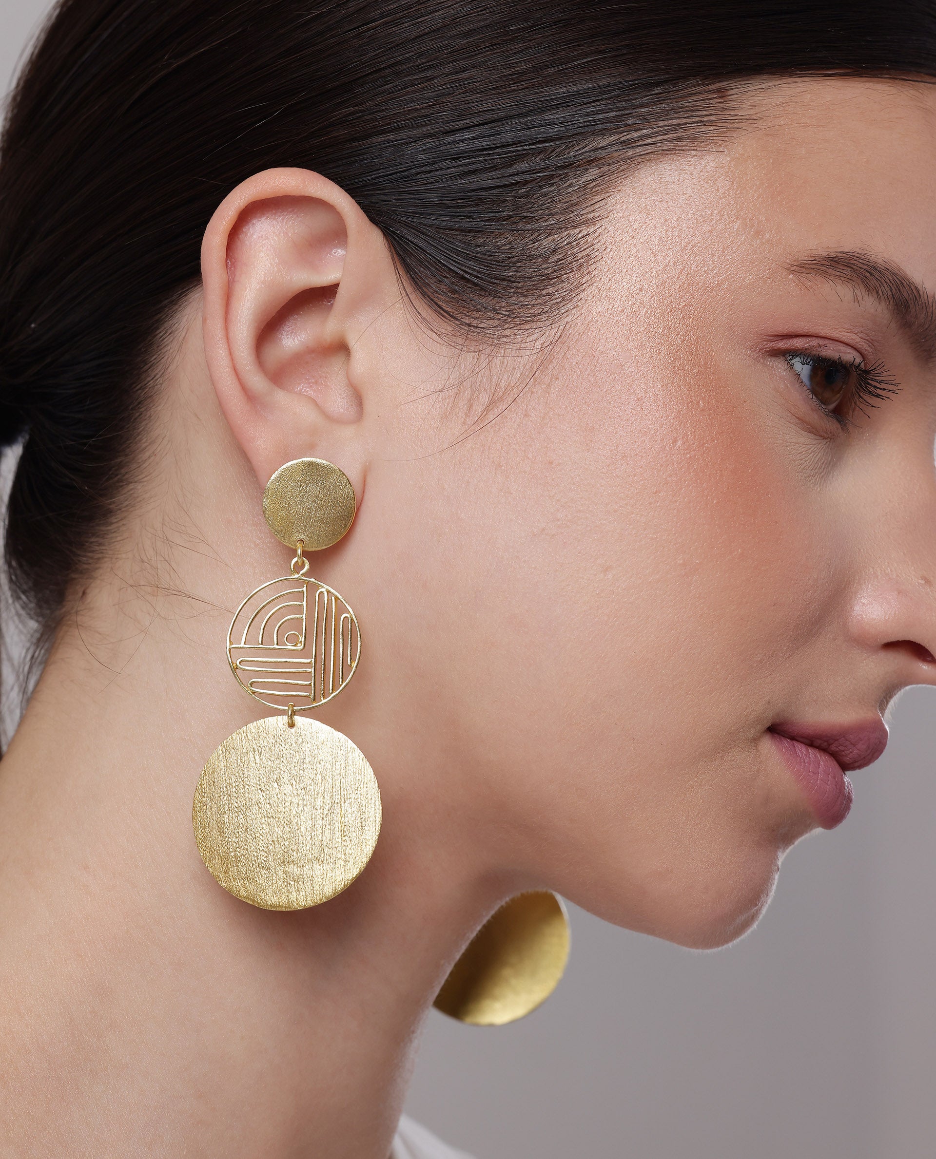 Rareism Women Maze Gold Earring