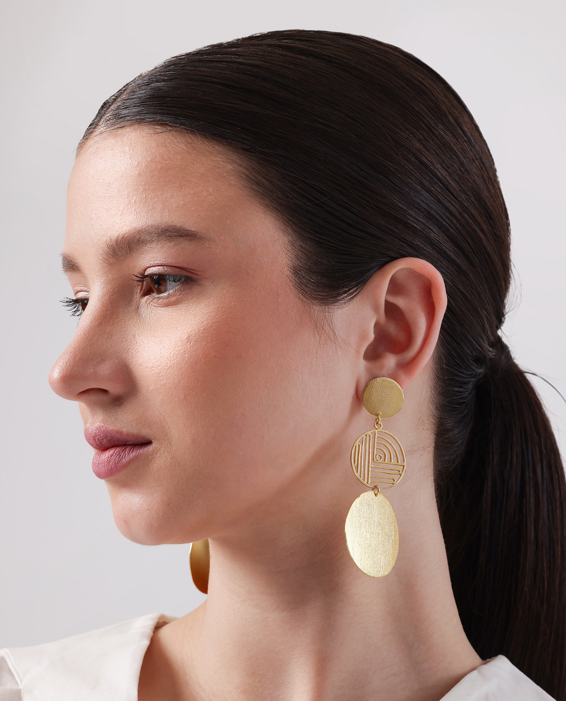 Rareism Women Maze Gold Earring