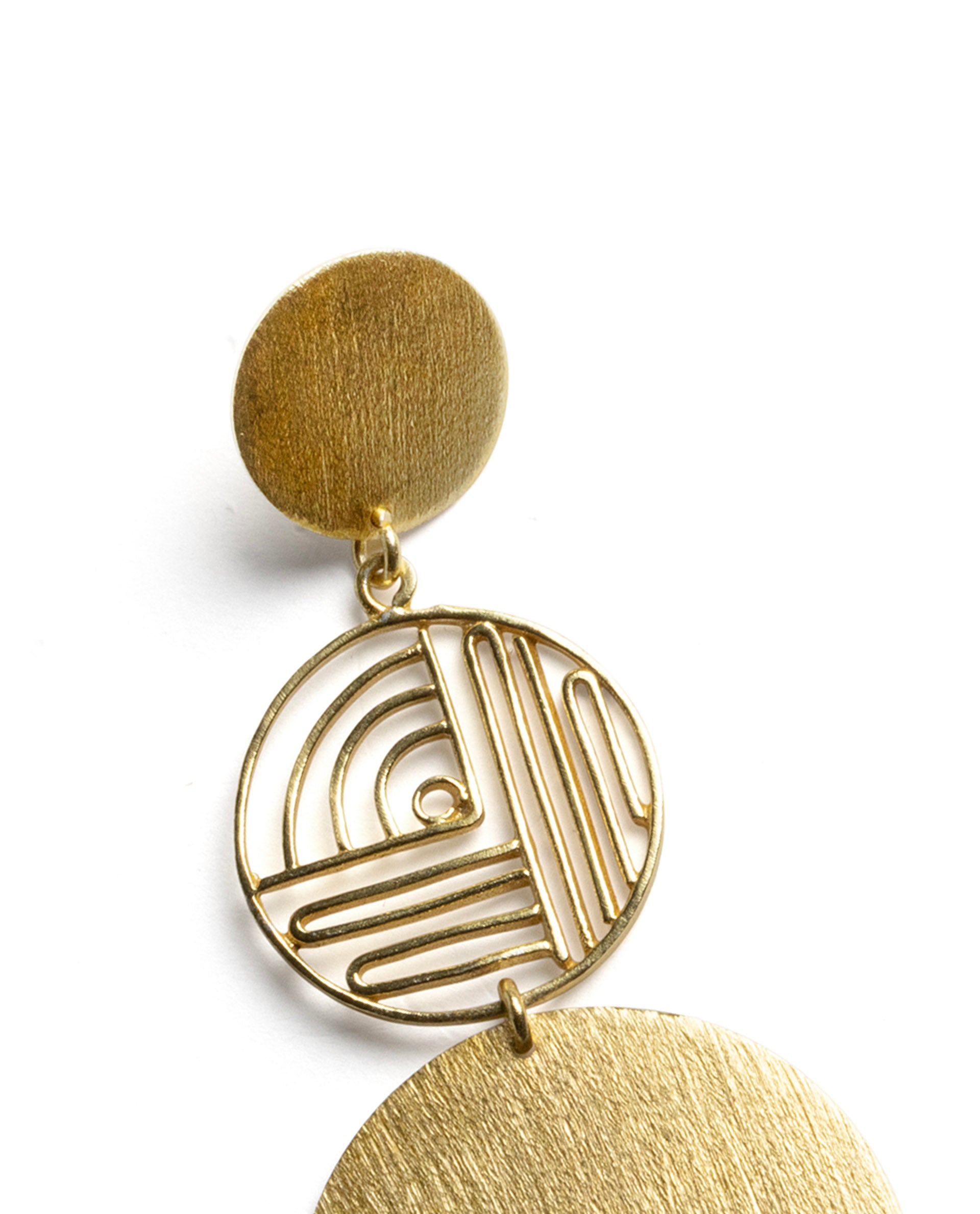 Rareism Women Maze Gold Earring
