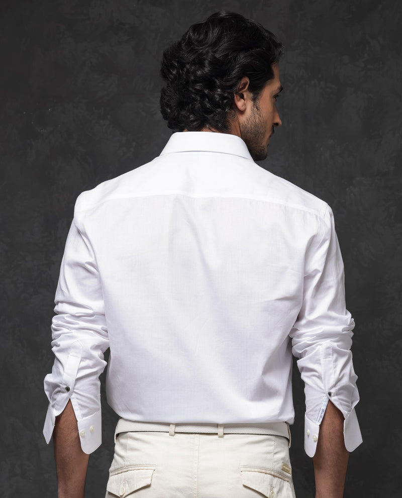 Rare Rabbit Mens Messa White Full Sleeve Regular Fit Solid Shirt