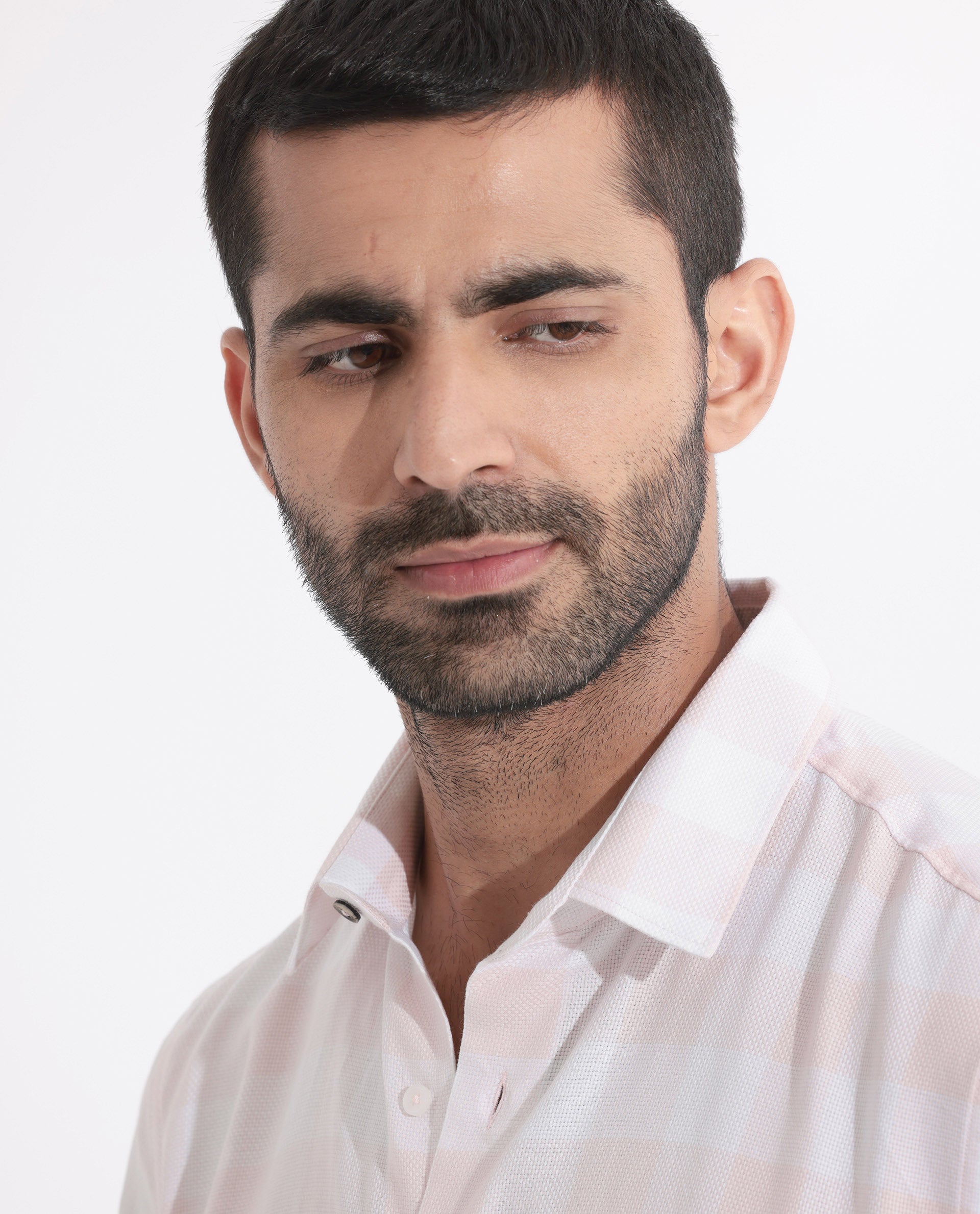 Rare Rabbit Men's Munich Pink Cotton Fabric Full Sleeves Checks Shirt