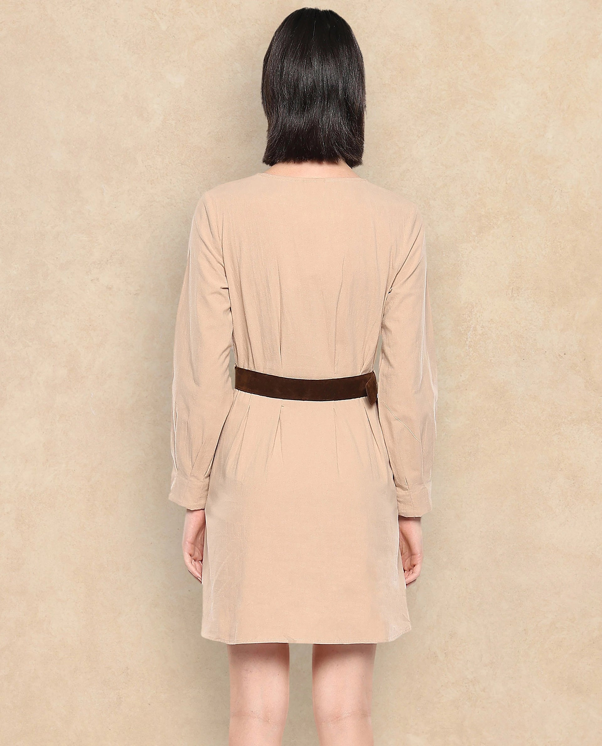 Rareism Women Nami Beige Plain Dress