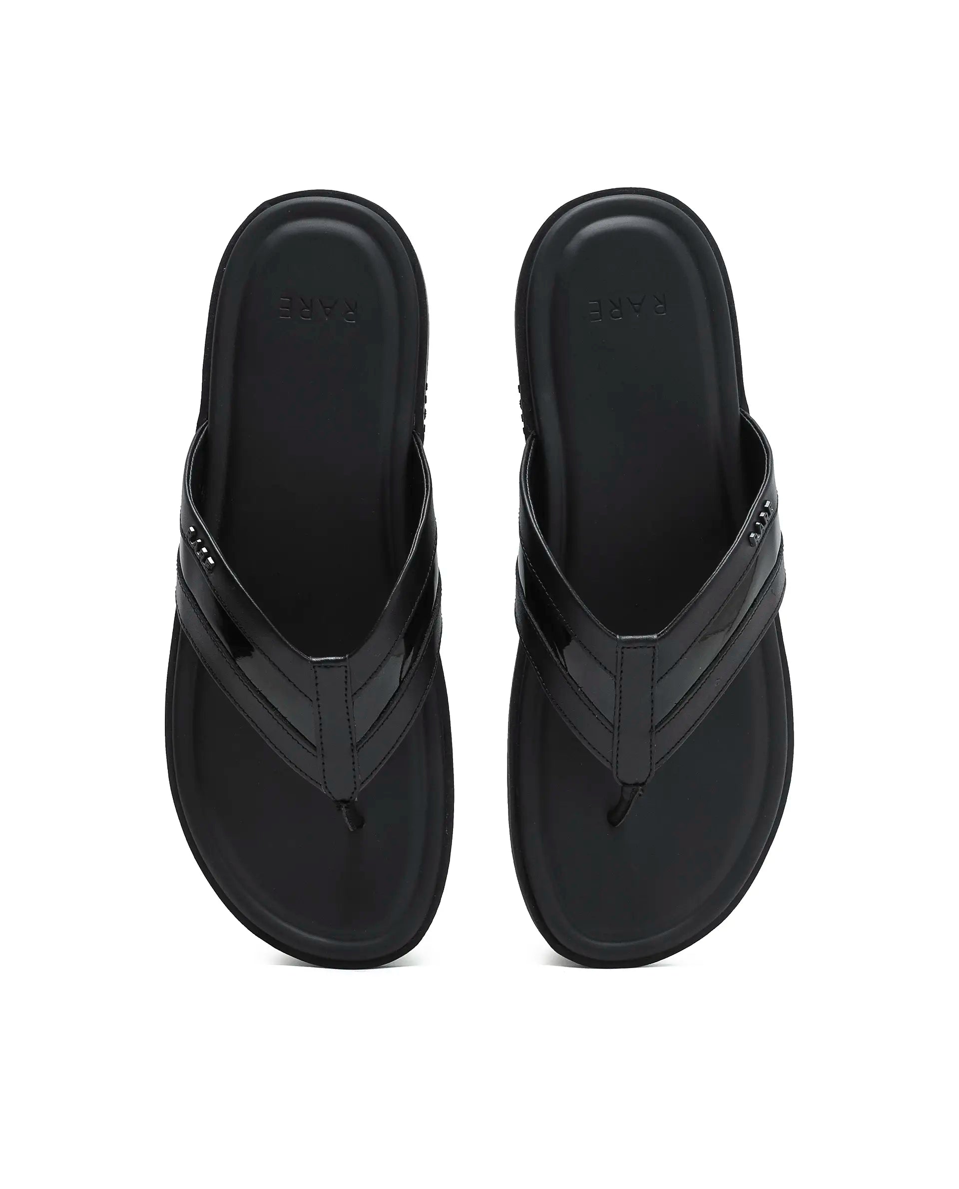 Rarez Men's Nate Black Leather Regular Sandal