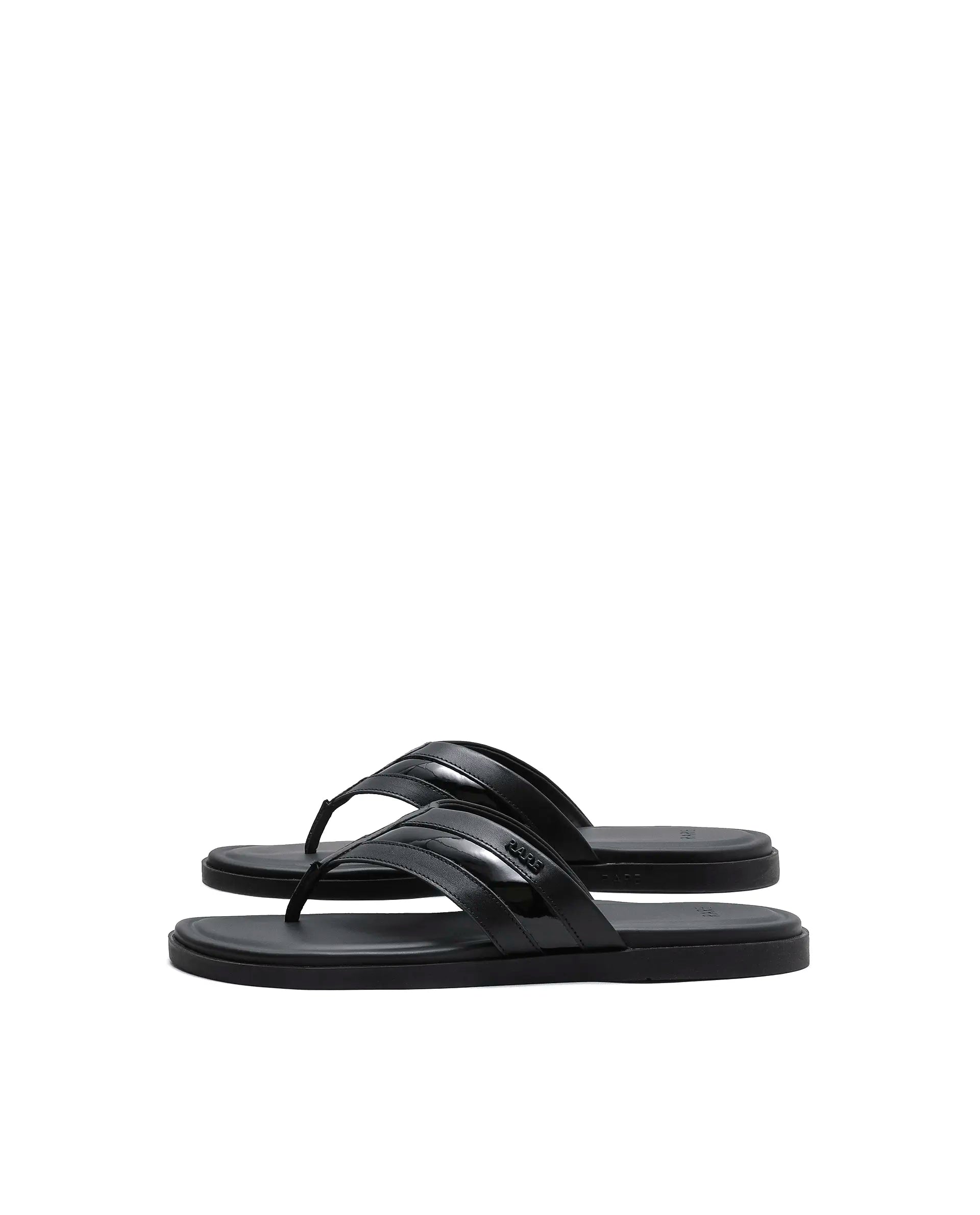 Rarez Men's Nate Black Leather Regular Sandal