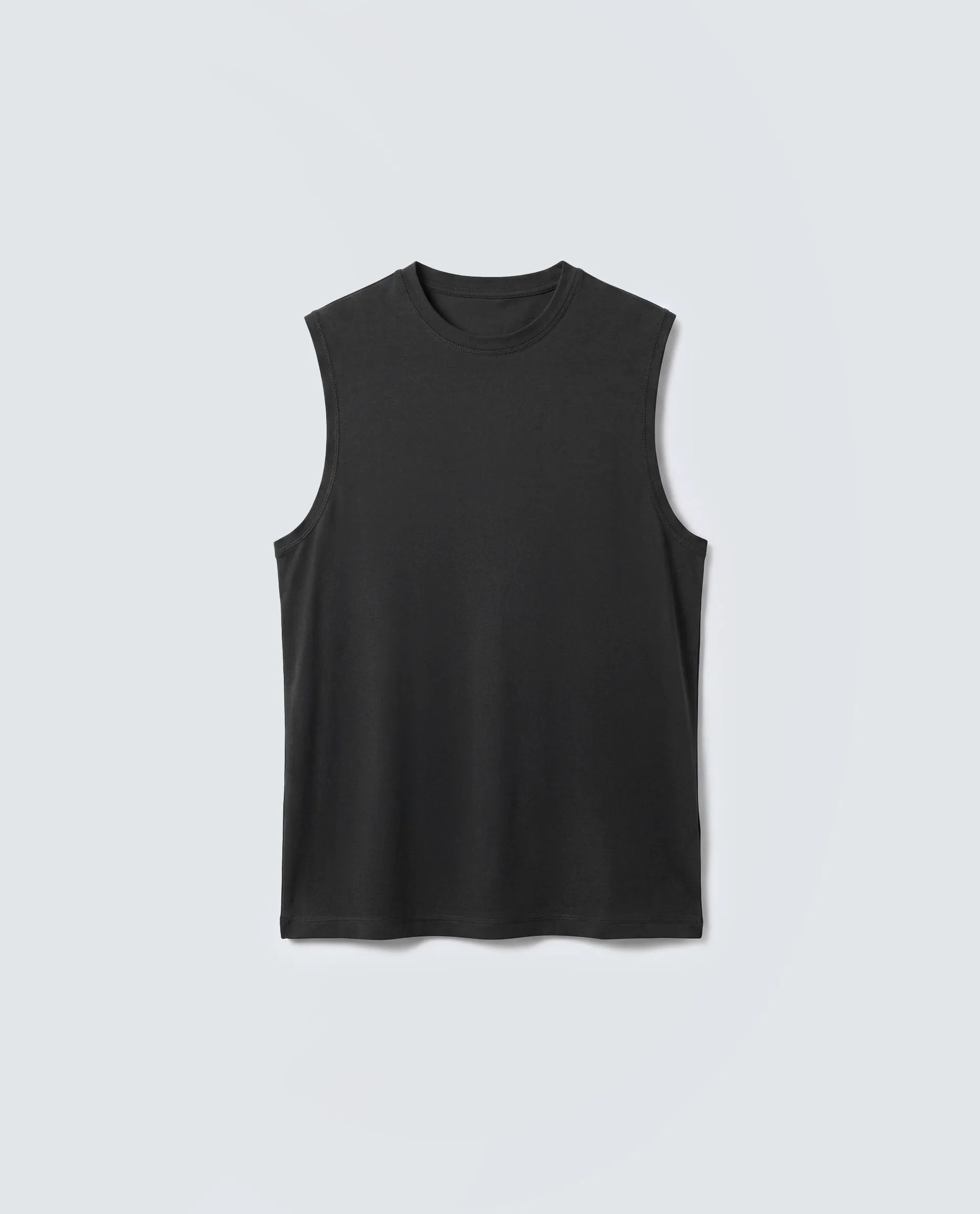 Rare Rabbit Men's Nats Dark Grey Cotton Lycra Fabric Regular Fit Plain Stretchable Sleeveless Vest