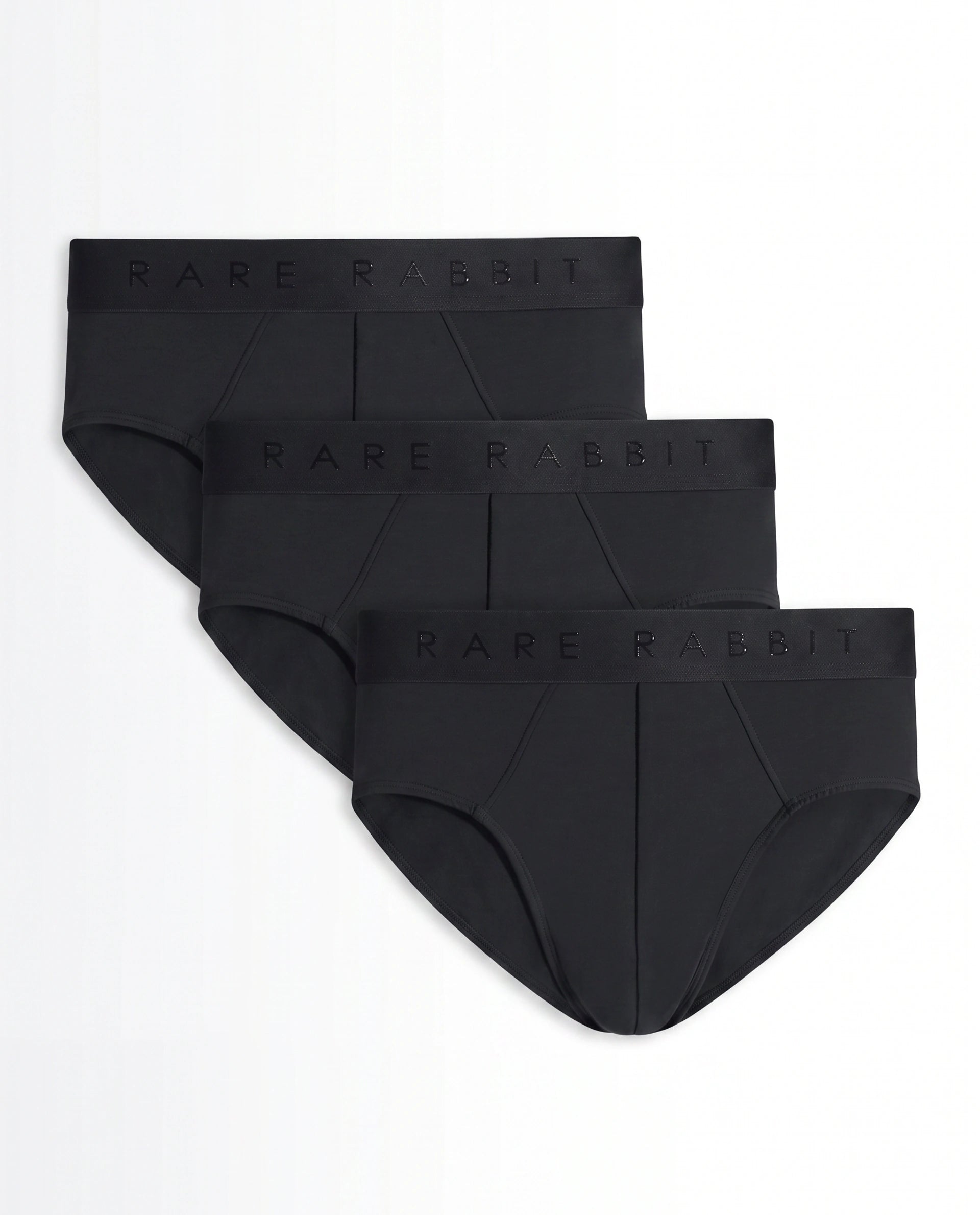 Rare Rabbit Men Near Black Soft Cotton Stretch Briefs (Pack Of 3)