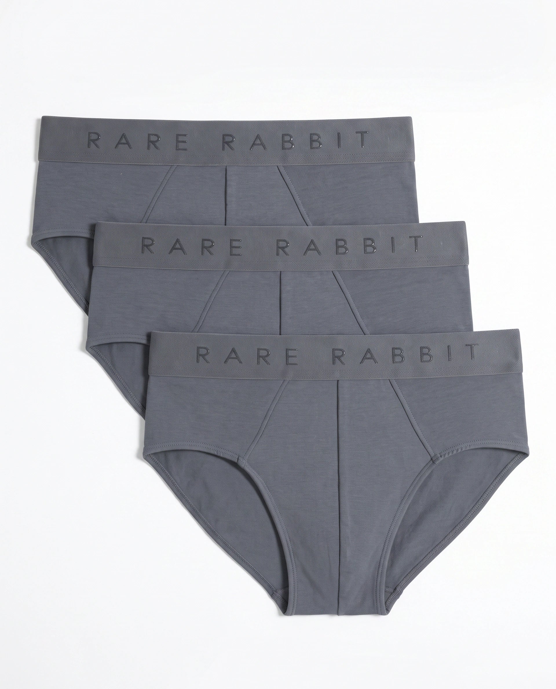 Rare Rabbit Men Near Grey Soft Cotton Stretch Briefs (Pack Of 3)
