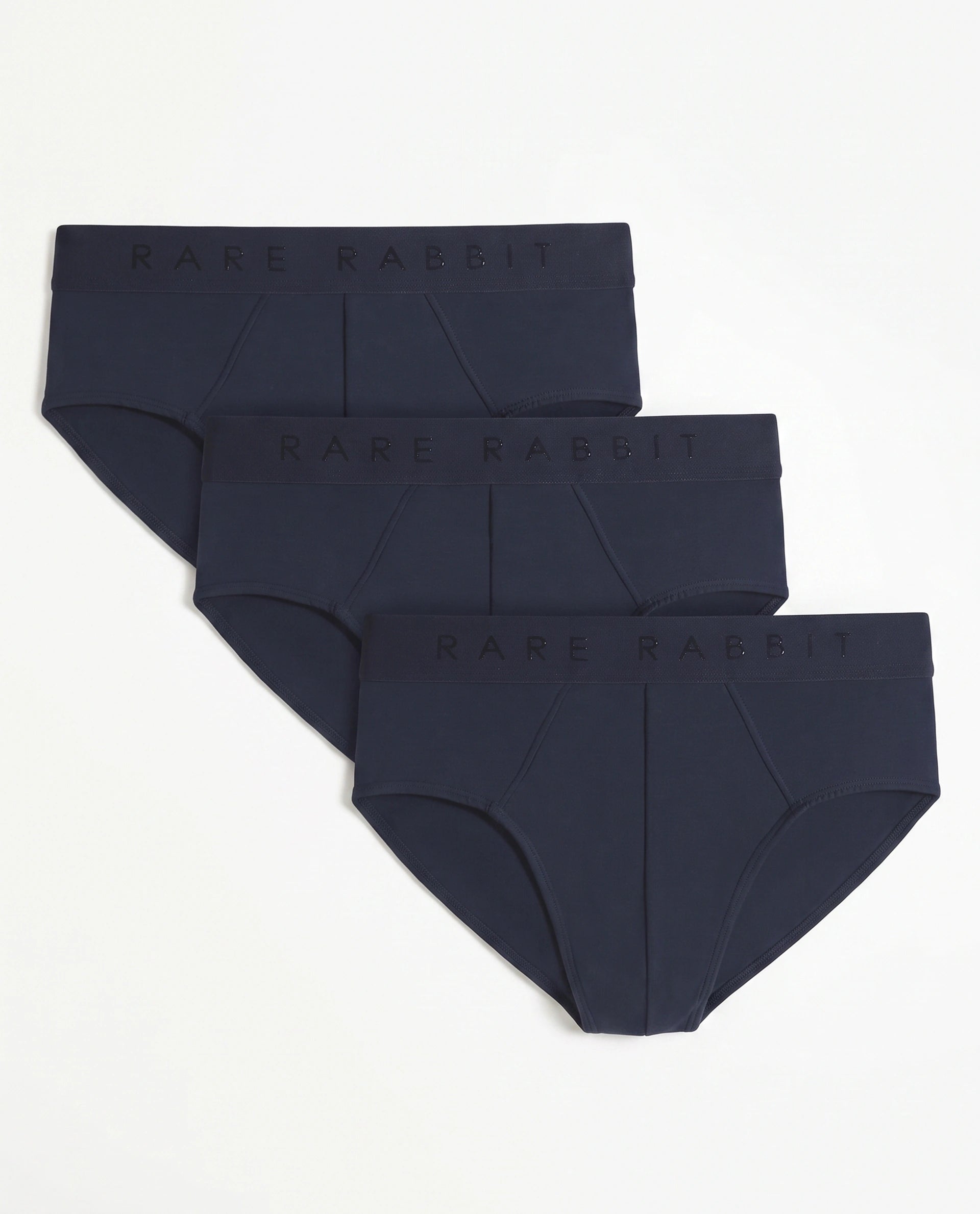 Rare Rabbit Men Near Navy Soft Cotton Stretch Briefs (Pack Of 3)