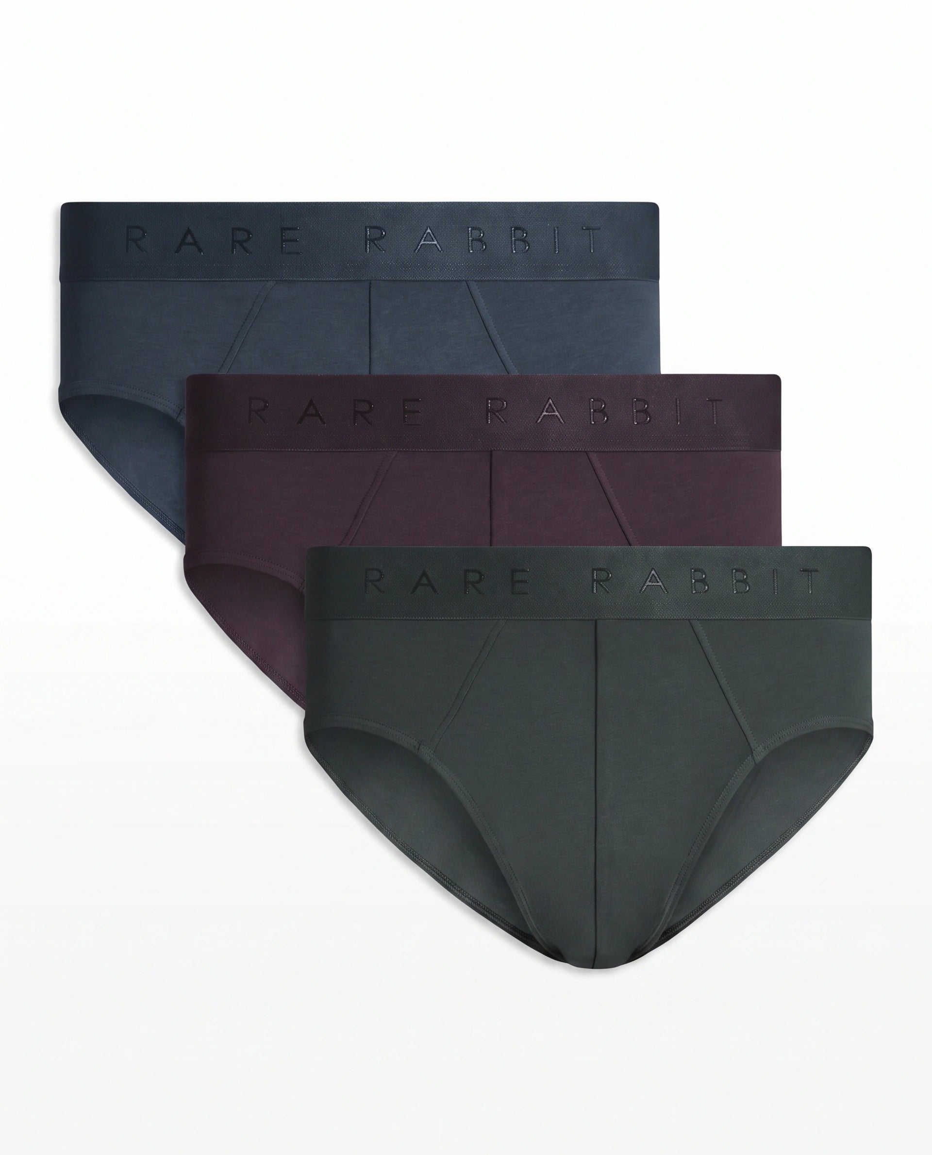 Rare Rabbit Men Near Olive/Prune/Teal Soft Cotton Stretch Briefs (Pack Of 3)
