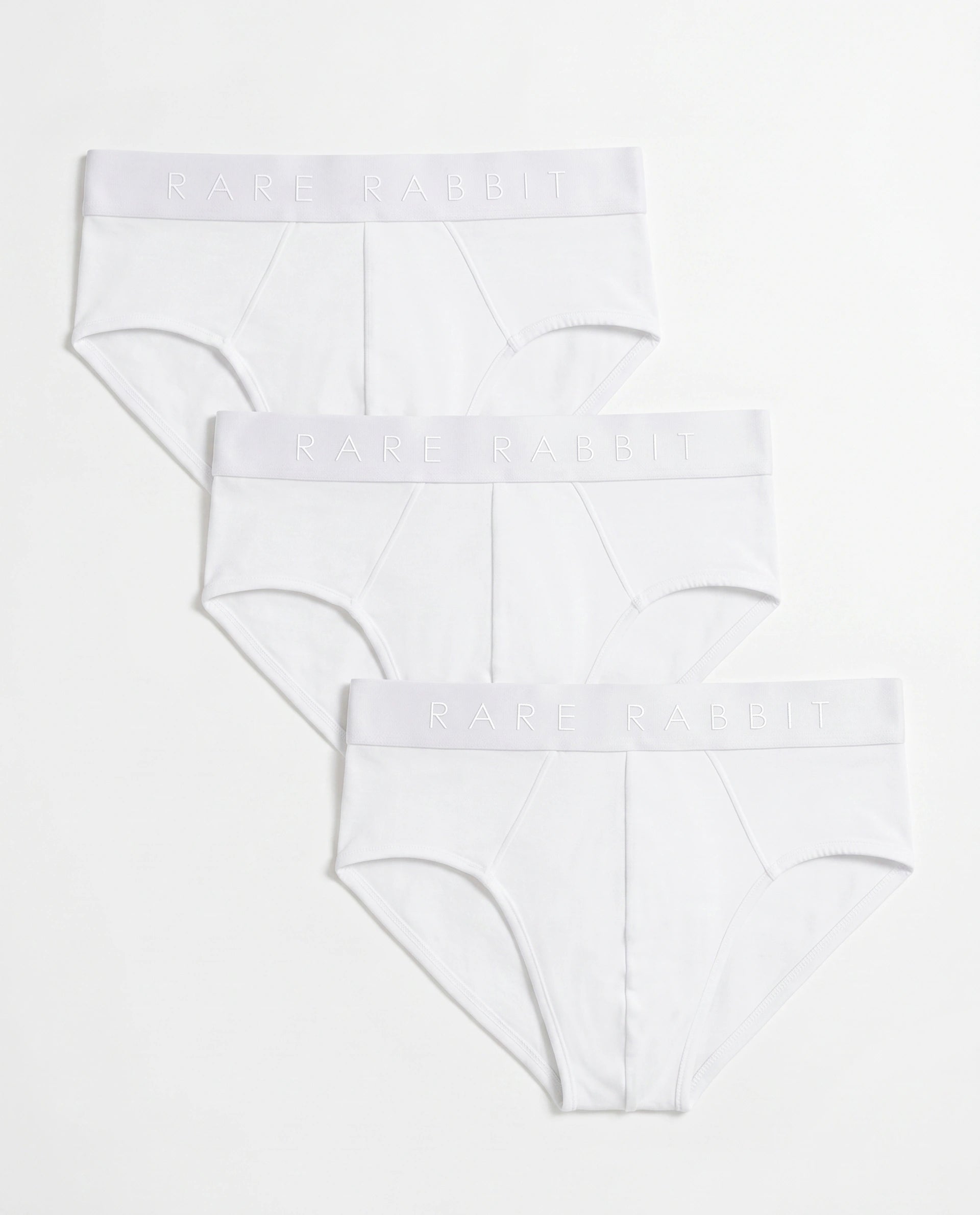 Rare Rabbit Men Near White Soft Cotton Stretch Briefs (Pack Of 3)