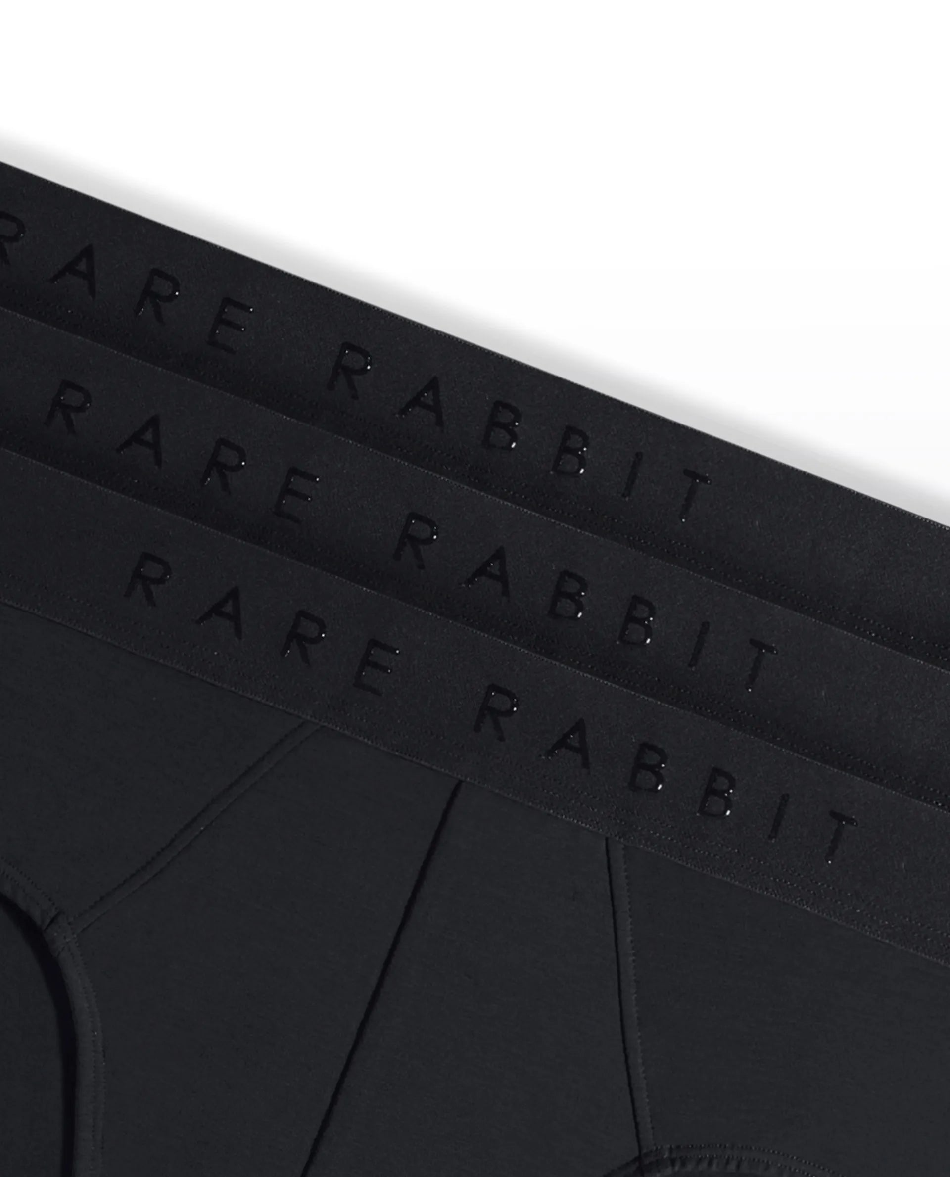 Rare Rabbit Men Near Black Soft Cotton Stretch Briefs (Pack Of 3)