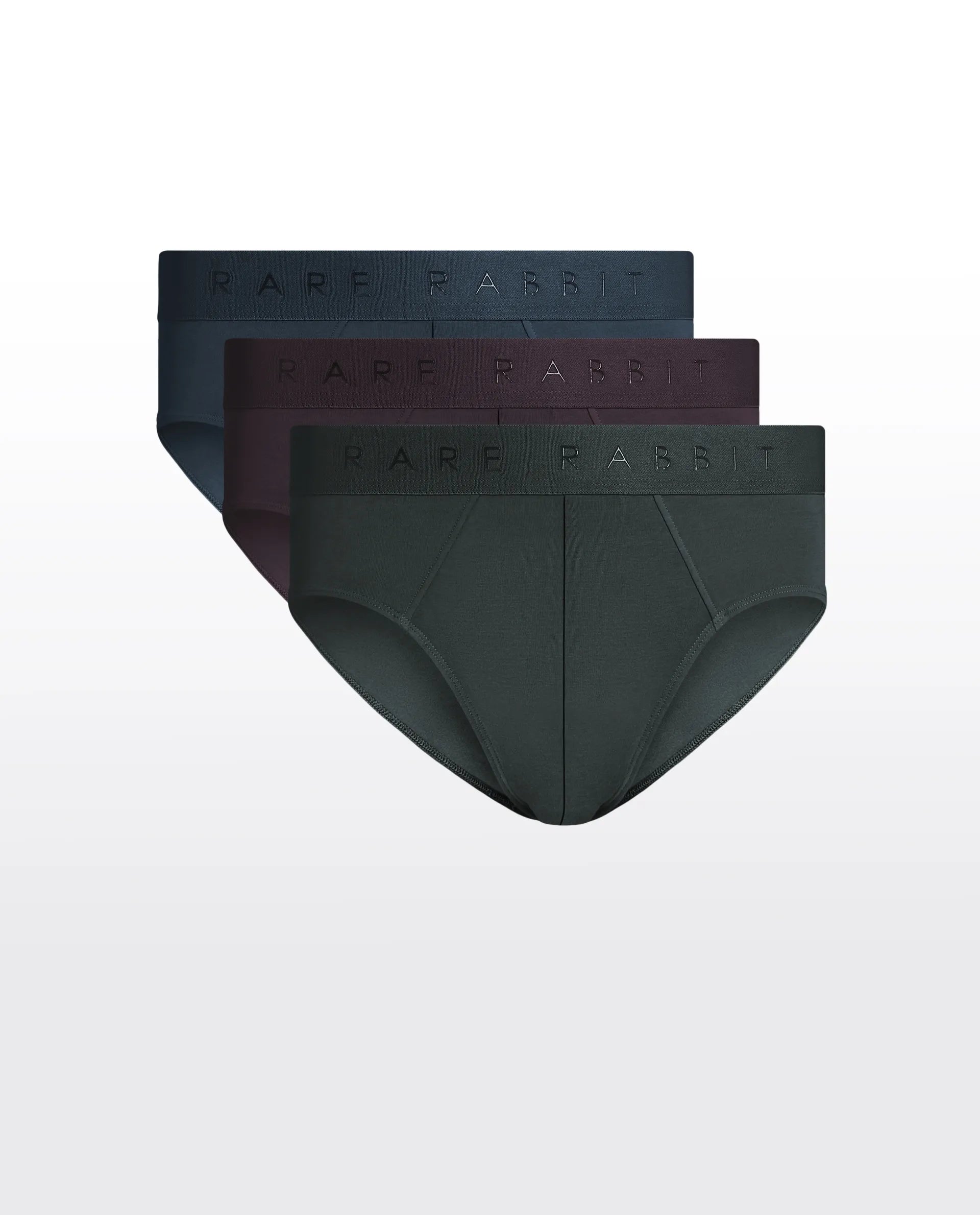 Rare Rabbit Men Near Olive/Prune/Teal Soft Cotton Stretch Briefs (Pack Of 3)