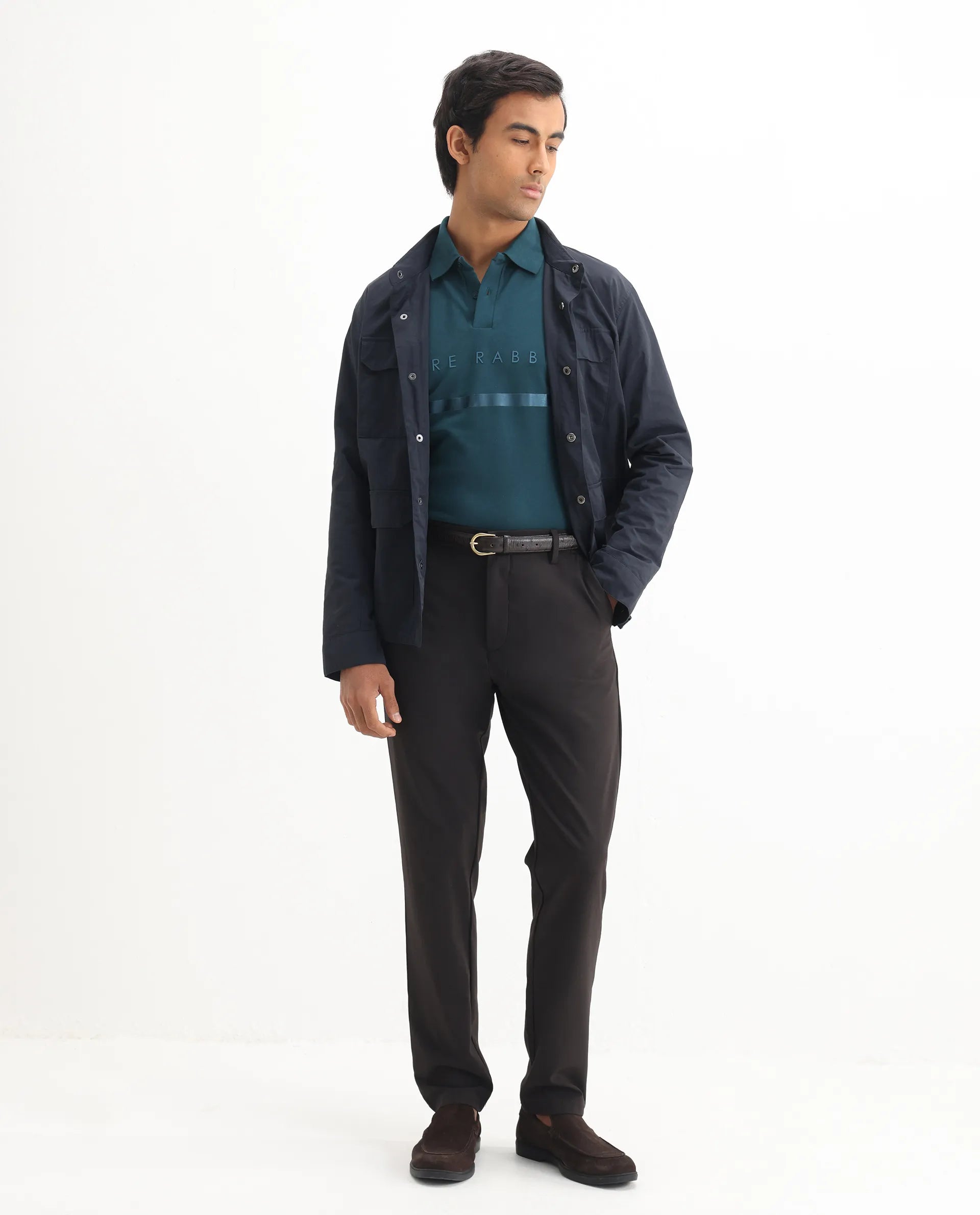 Rare Rabbit Men's Cotton Blend Plain Regular Fit Half Sleeve Polo