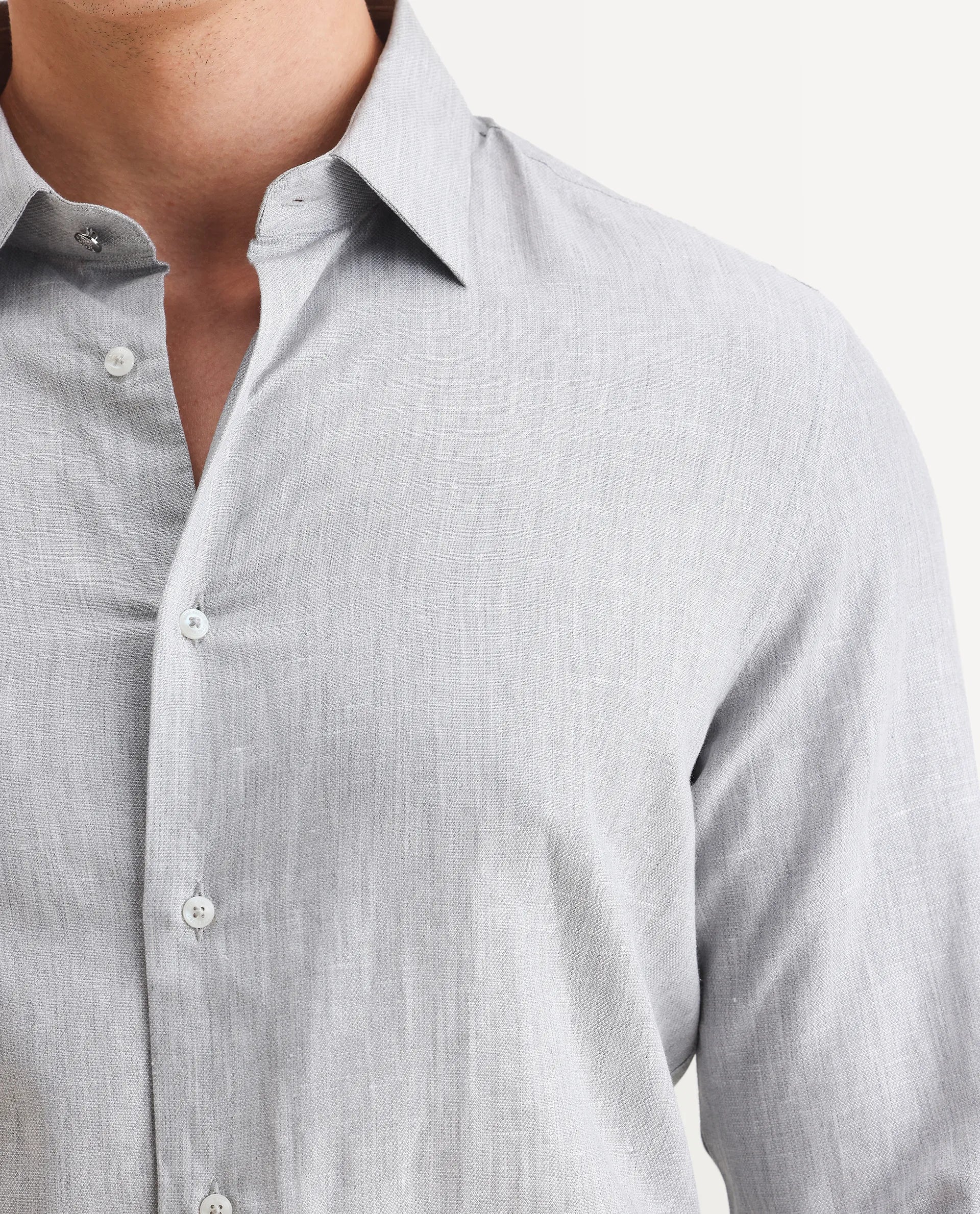 Rare Rabbit Men's Nellor Grey Cotton Plain Regular Fit Full Sleeve Collared Shirt