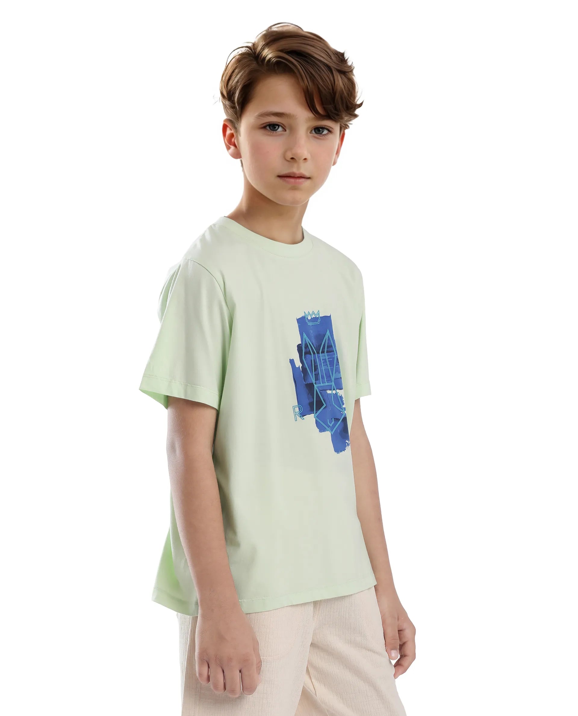 Rare Ones Kids Nemo Light Green Cotton Blend Short Sleeve Crew Neck Print T-Shirt