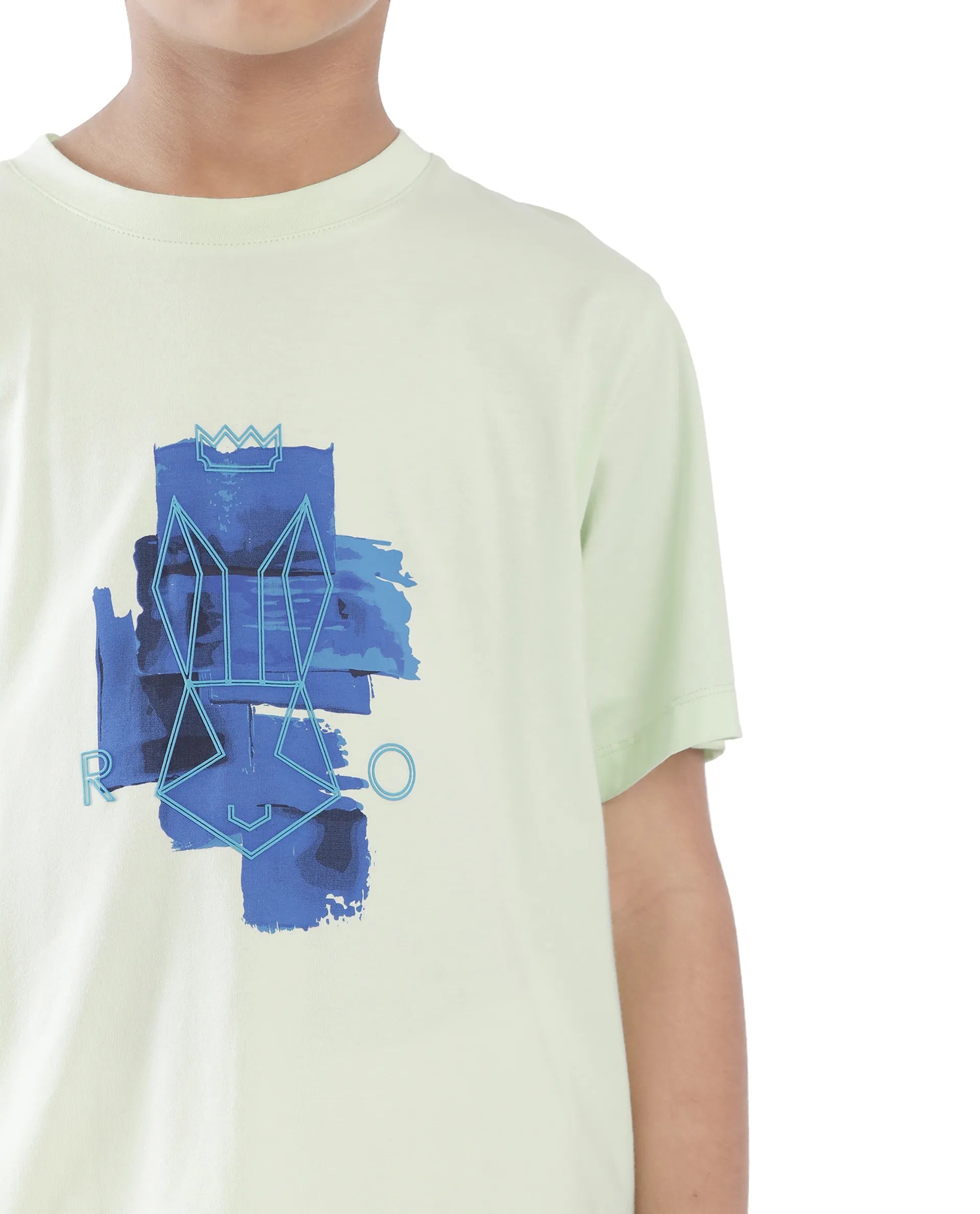 Rare Ones Kids Nemo Light Green Cotton Blend Short Sleeve Crew Neck Print T-Shirt