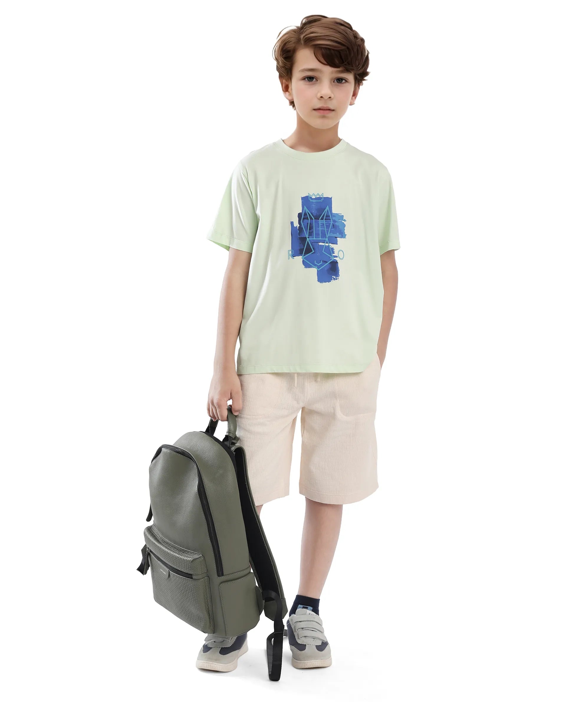 Rare Ones Kids Nemo Light Green Cotton Blend Short Sleeve Crew Neck Print T-Shirt