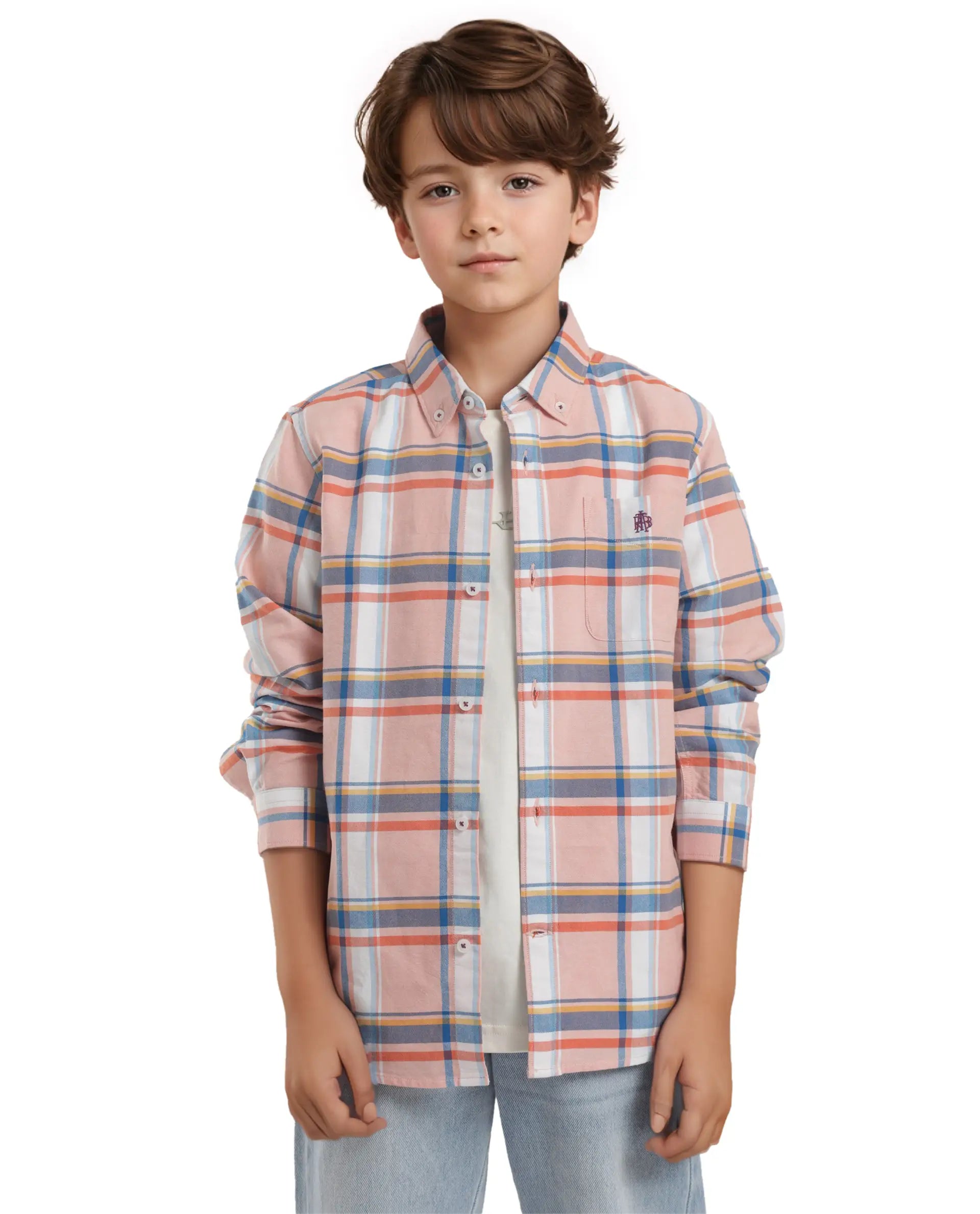 Rare Ones Kids Nes Pink Cotton Full Sleeves Button Down Regular Fit Checked Shirt