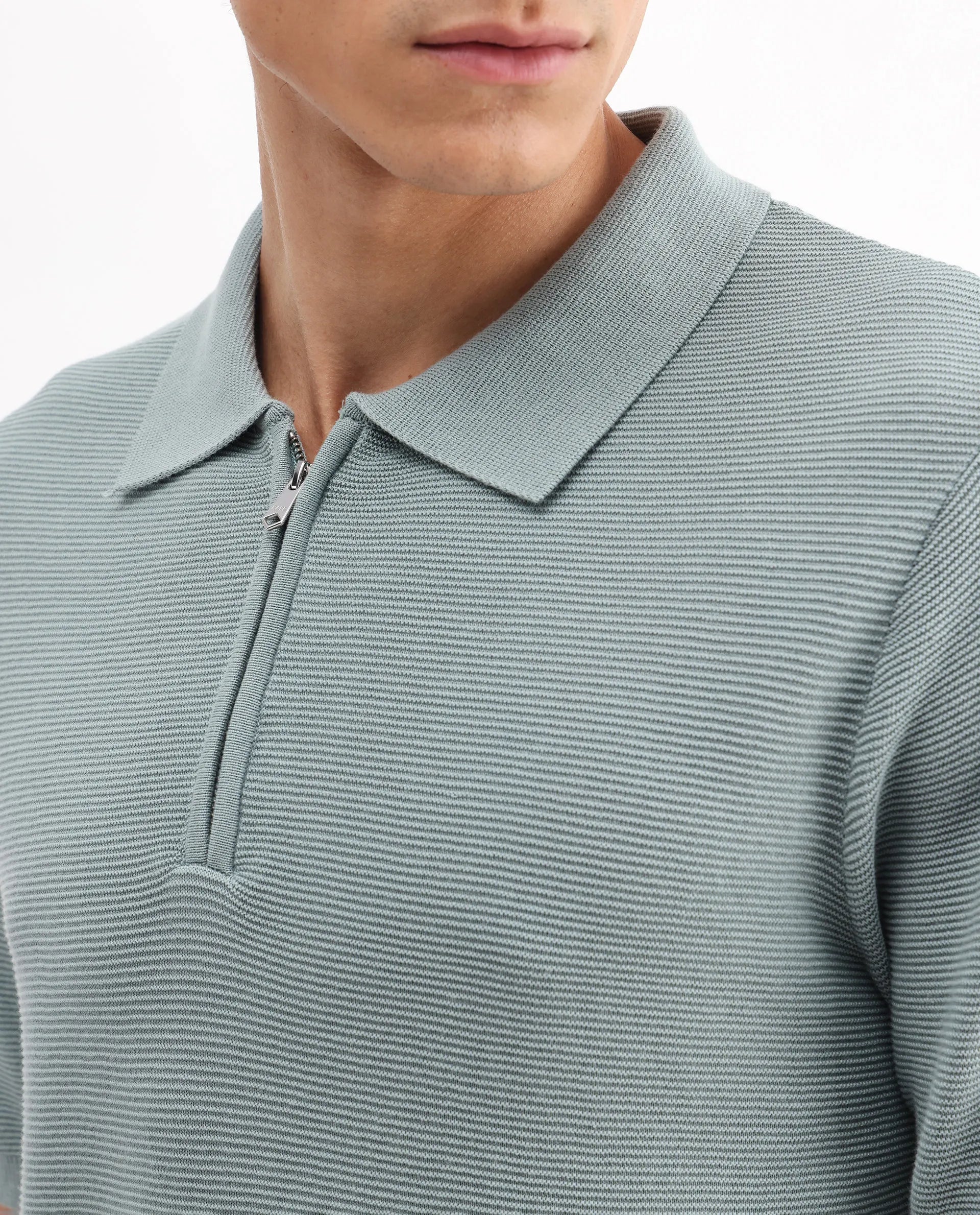 Rare Rabbit Men's Nett Dusky Green Cotton Plain Regular Fit Half Sleeve Polo