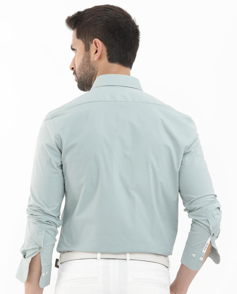 Rare Rabbit Men's Neutron-8 Pastel Green Cotton Fabric Full Sleeves Solid Shirt
