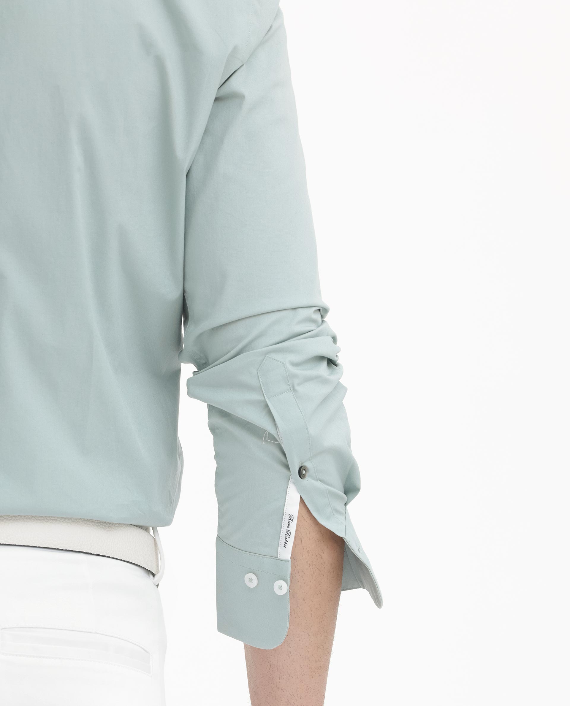 Rare Rabbit Men's Neutron-8 Pastel Green Cotton Fabric Full Sleeves Solid Shirt