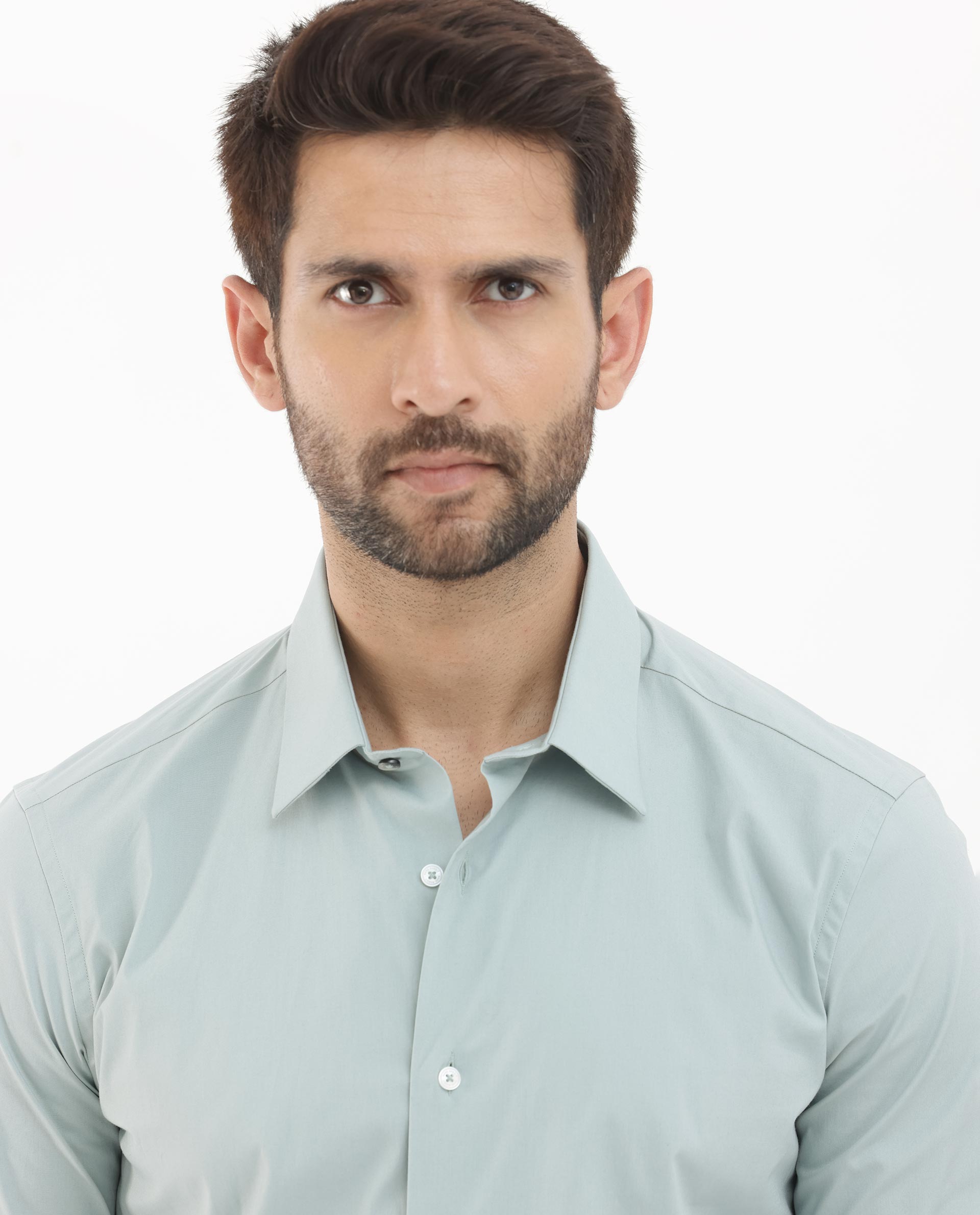 Rare Rabbit Men's Neutron-8 Pastel Green Cotton Fabric Full Sleeves Solid Shirt