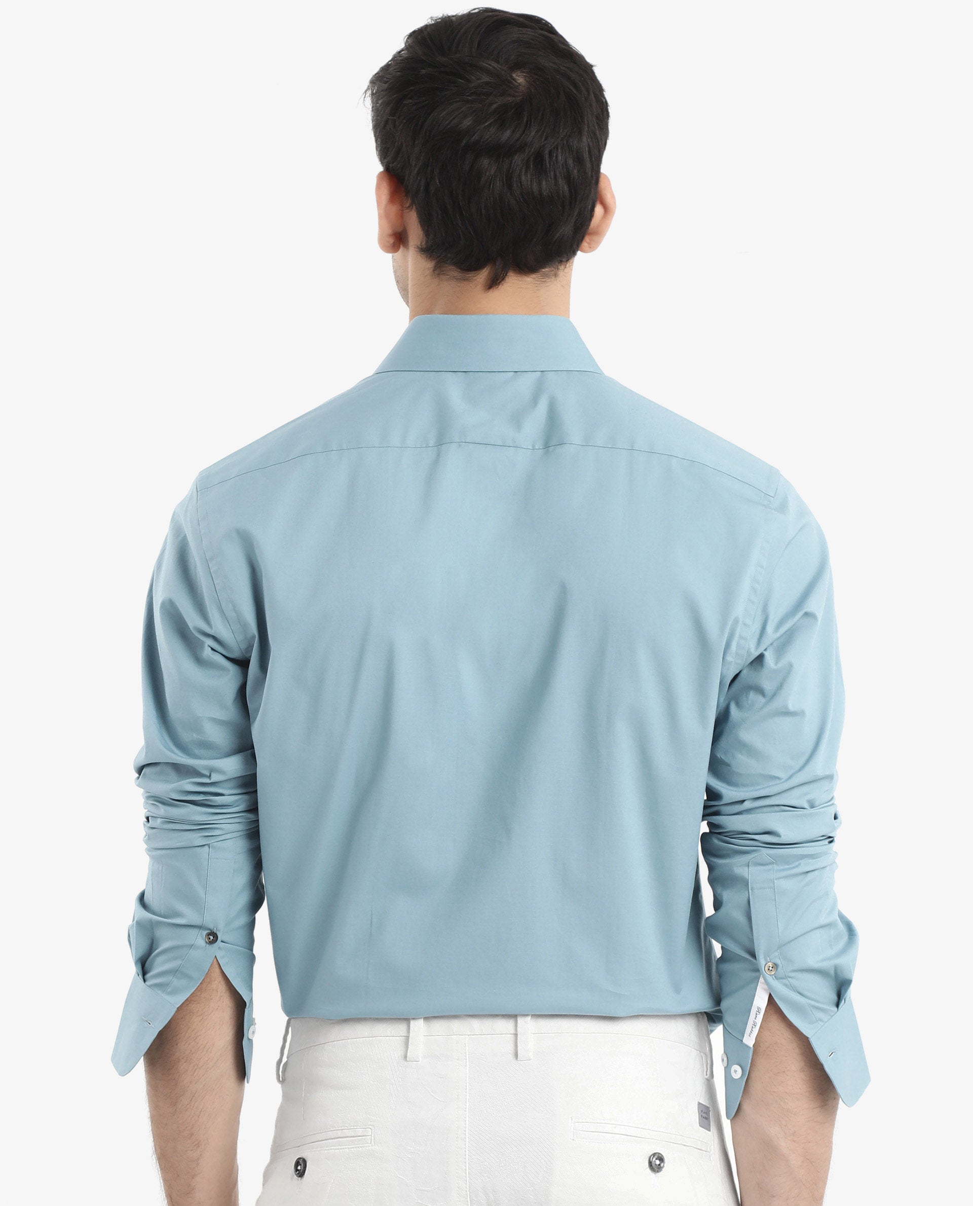 Rare Rabbit Men Neutron-9 Turq Cotton Fabric Full Sleeves Regular Fit Solid Shirt