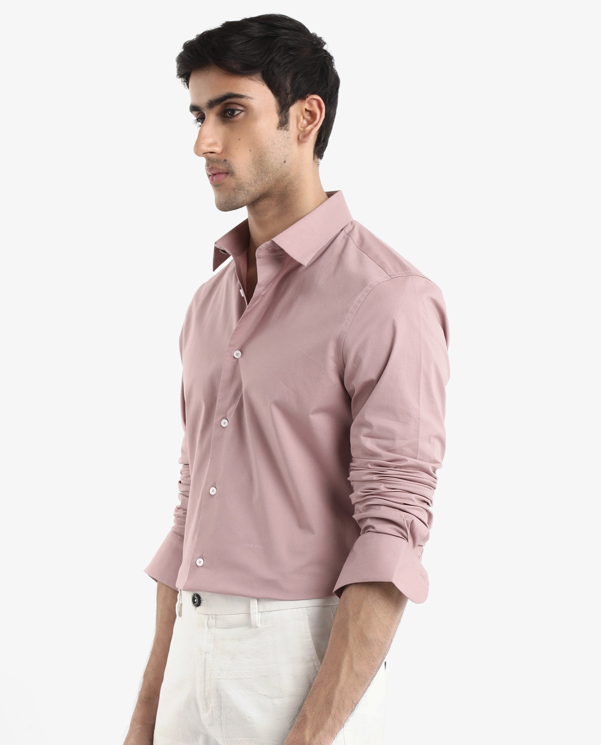 Rare Rabbit Men Neutron-9 Dusky Pink Cotton Fabric Full Sleeves Regular Fit Solid Shirt