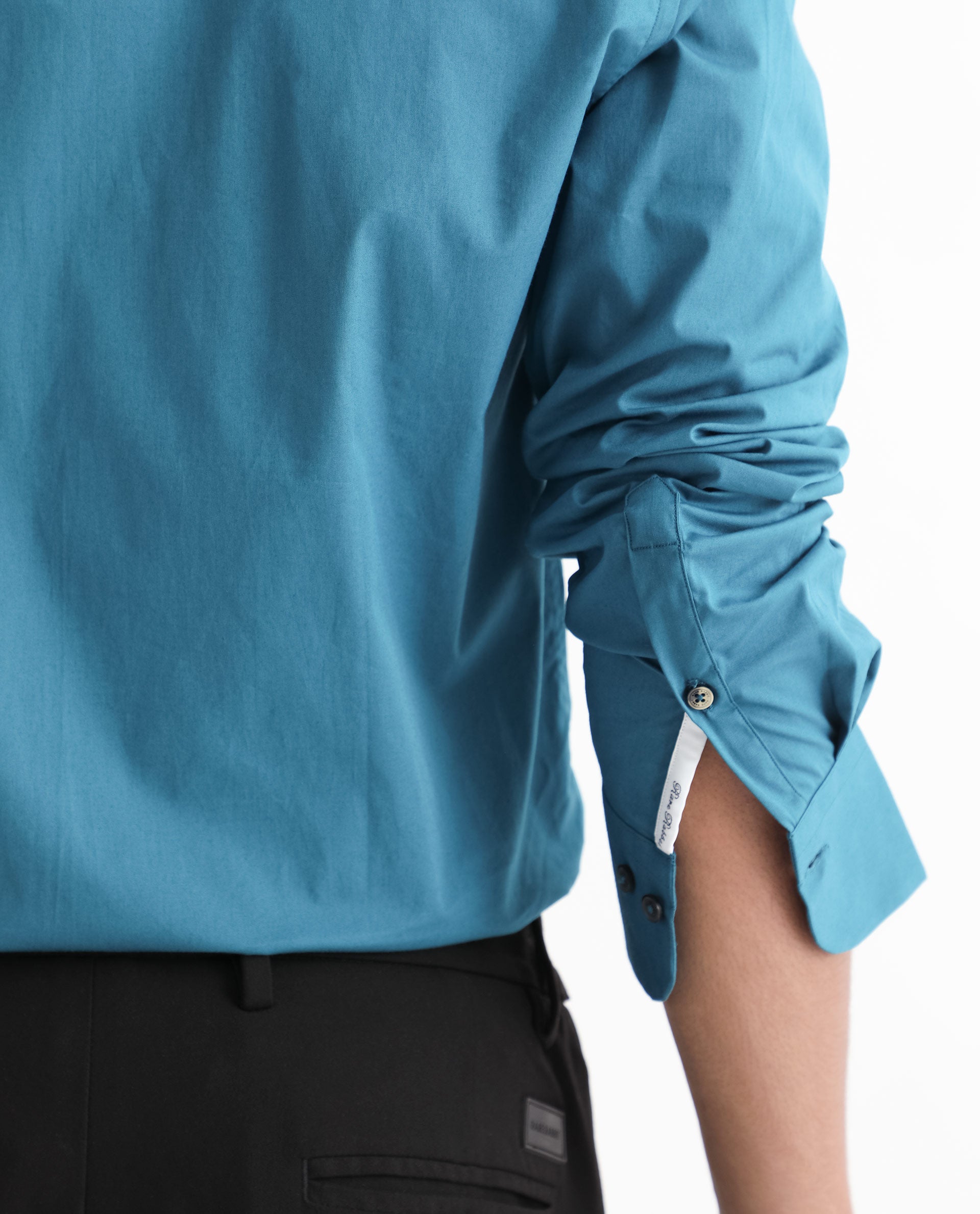 Rare Rabbit Men's Neutronss Petrol Cotton Polyester Fabric Full Sleeves Solid Shirt