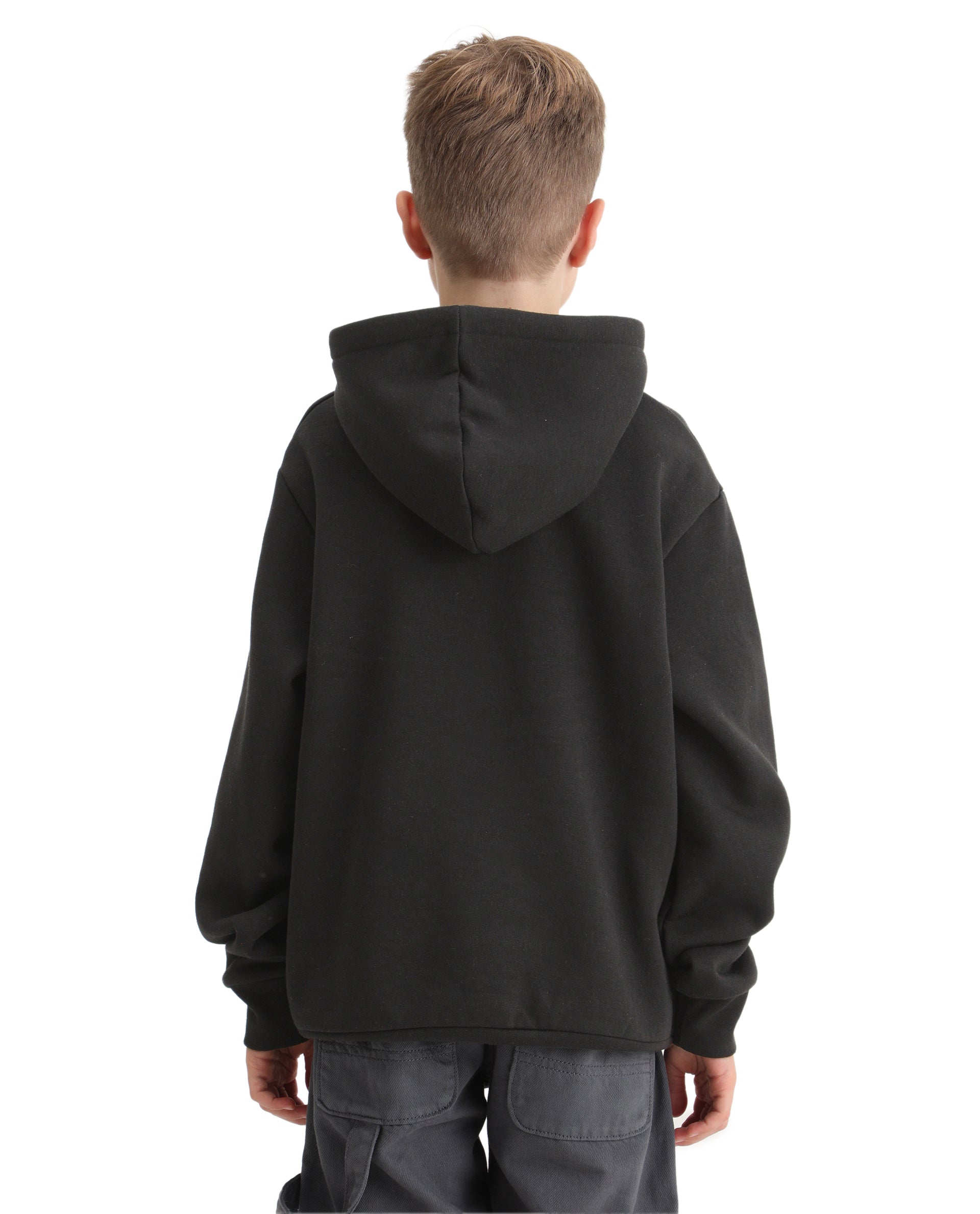 Rare Ones Kids Nexa-K Black Cotton Blend Hooded Boxy Fit Sweatshirt