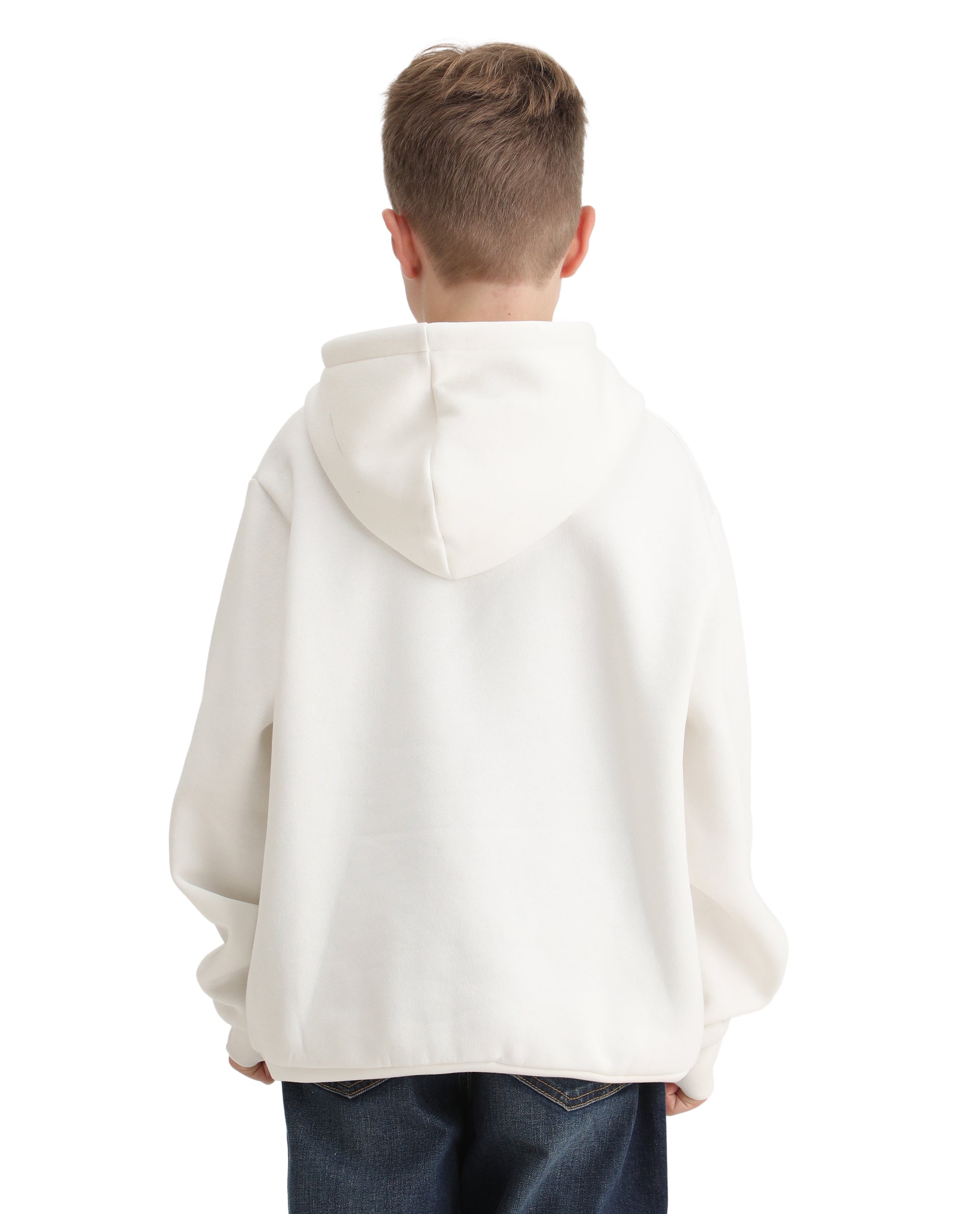 Rare Ones Kids Nexa-K Off White Cotton Blend Hooded Boxy Fit Sweatshirt