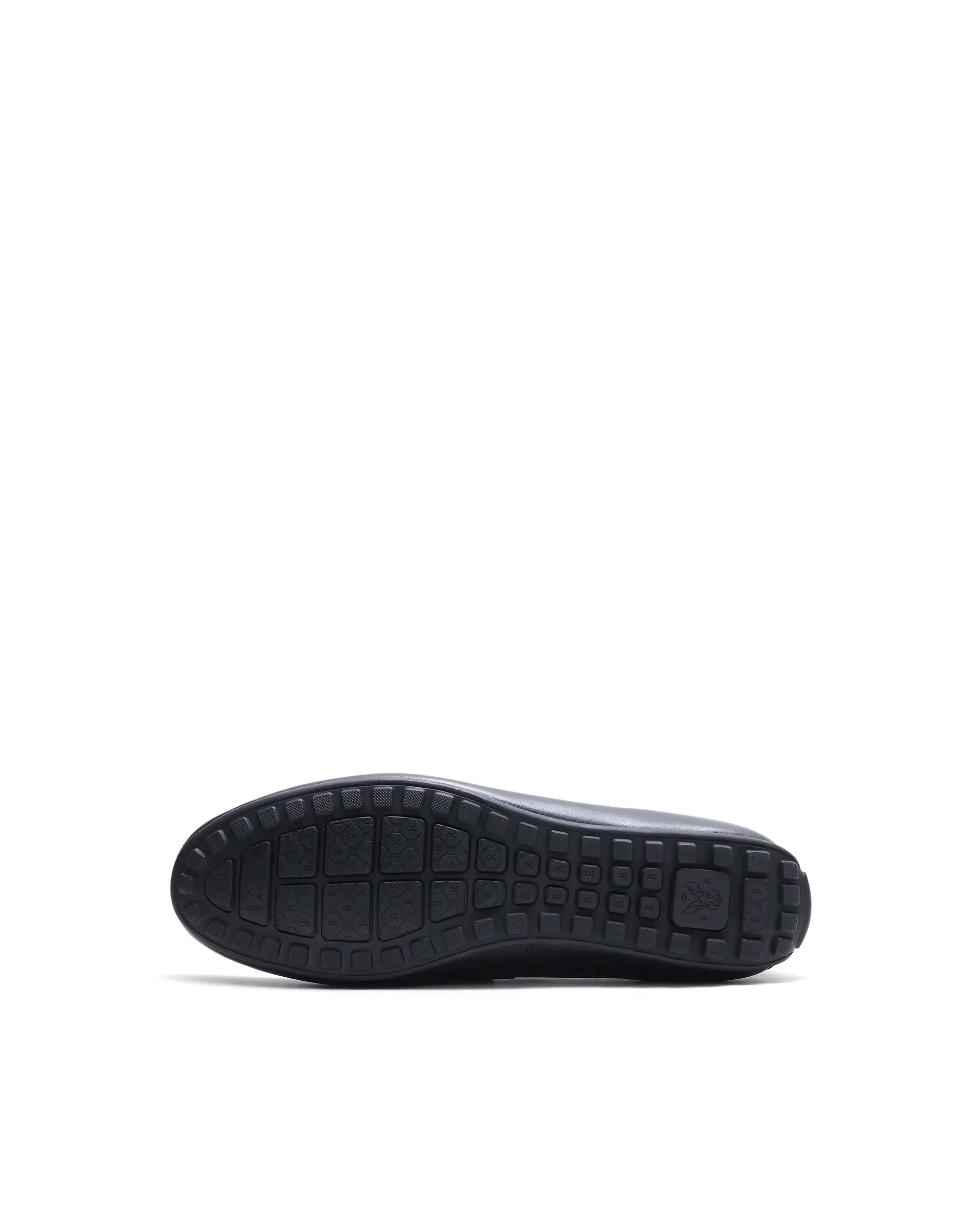 Rare Rabbit Men's Nexar Black Micro-textured Leather Drivers
