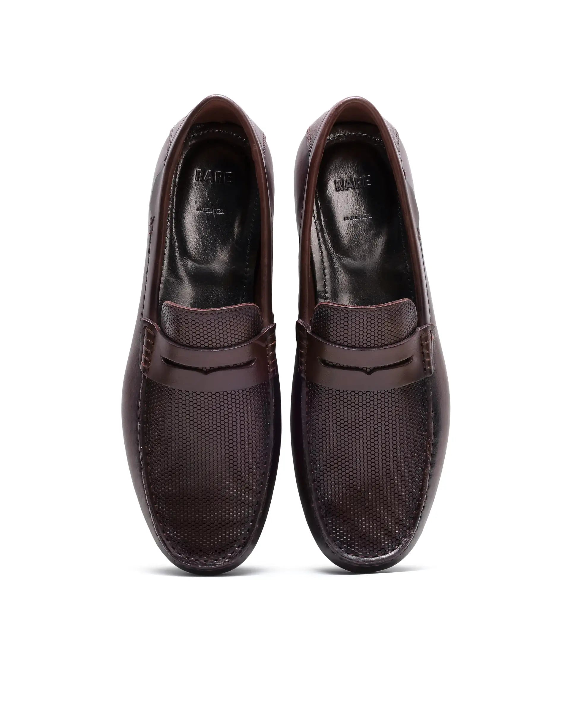 Rare Rabbit Men's Nexar Dark Burgundy Micro-textured Leather Drivers