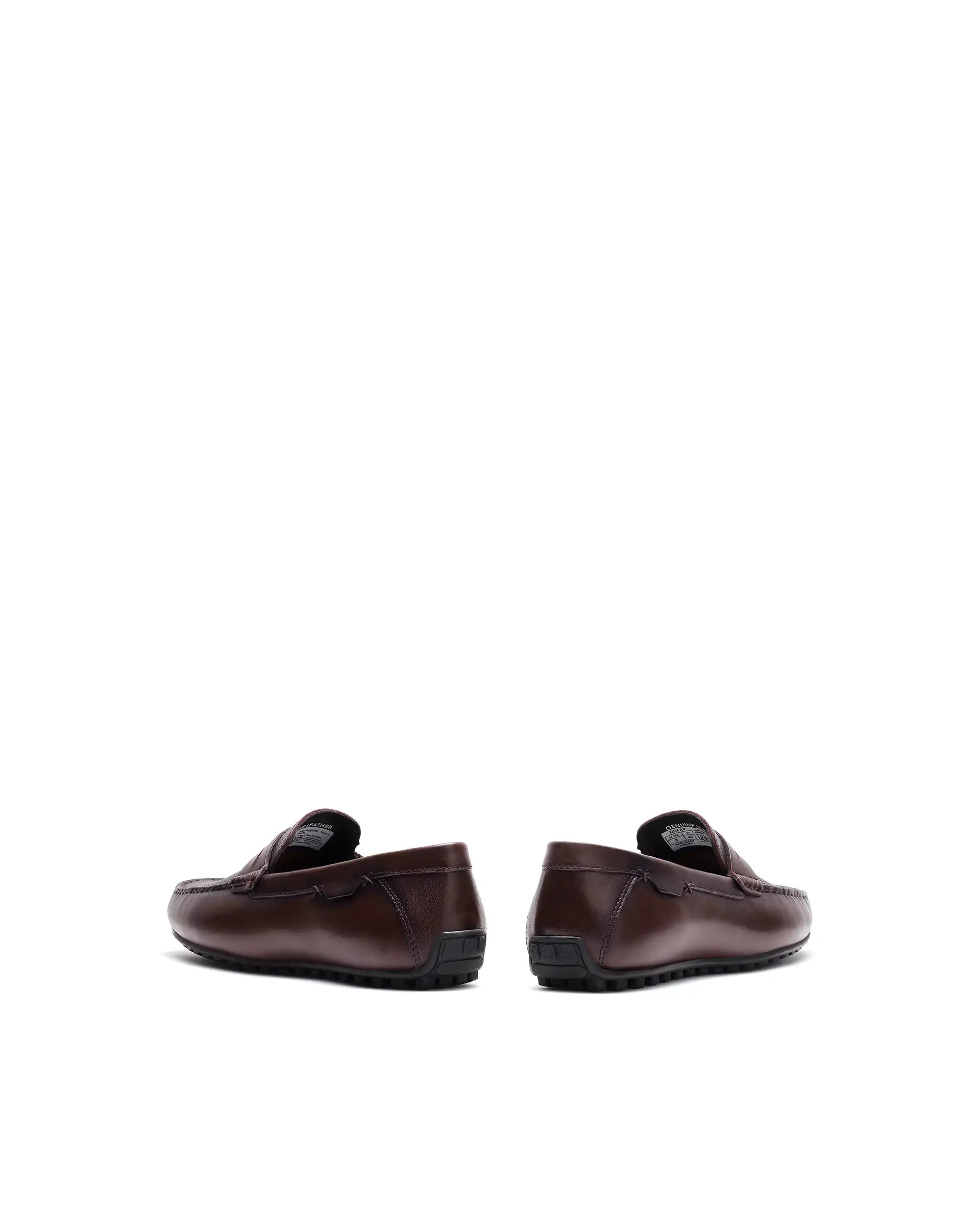 Rare Rabbit Men's Nexar Dark Burgundy Micro-textured Leather Drivers