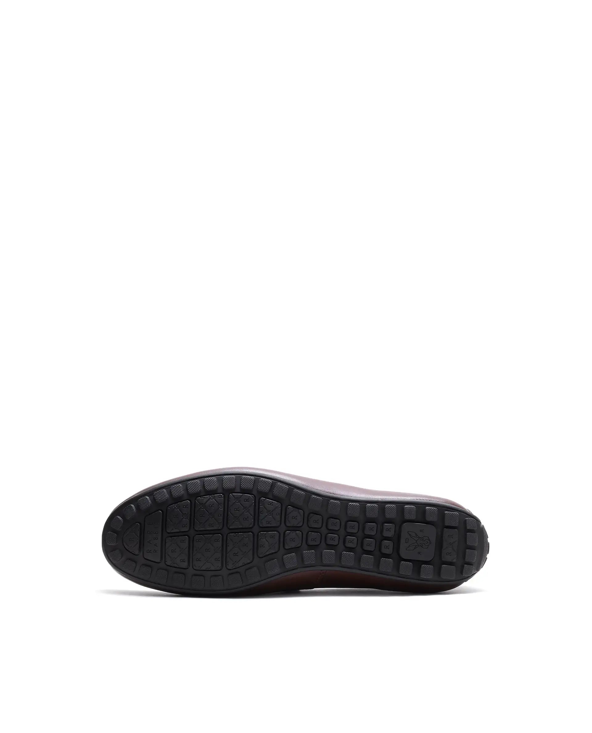 Rare Rabbit Men's Nexar Dark Burgundy Micro-textured Leather Drivers
