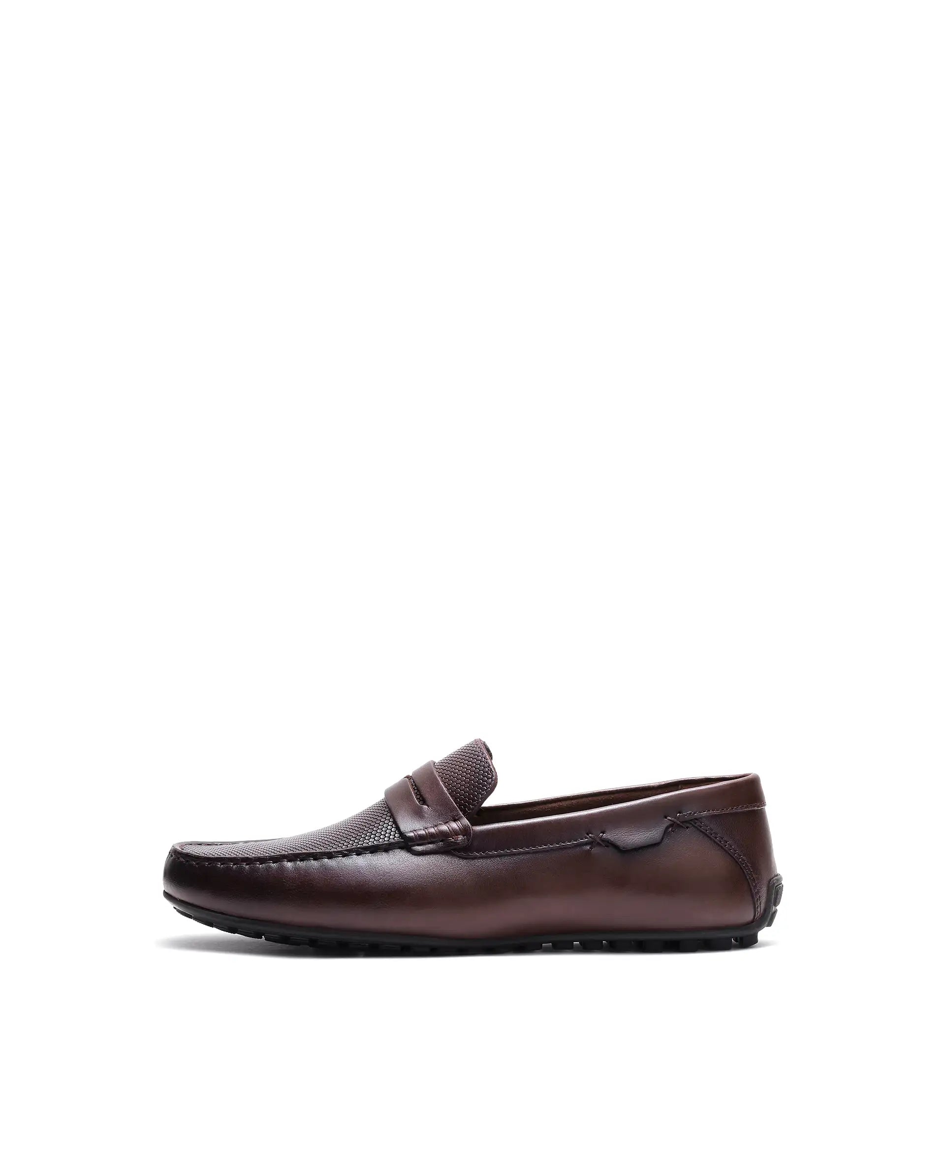 Rare Rabbit Men's Nexar Dark Burgundy Micro-textured Leather Drivers