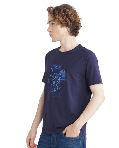 Buy Nexi - Blue Regular Fit Graphic Print T-Shirt| Rare Rabbit