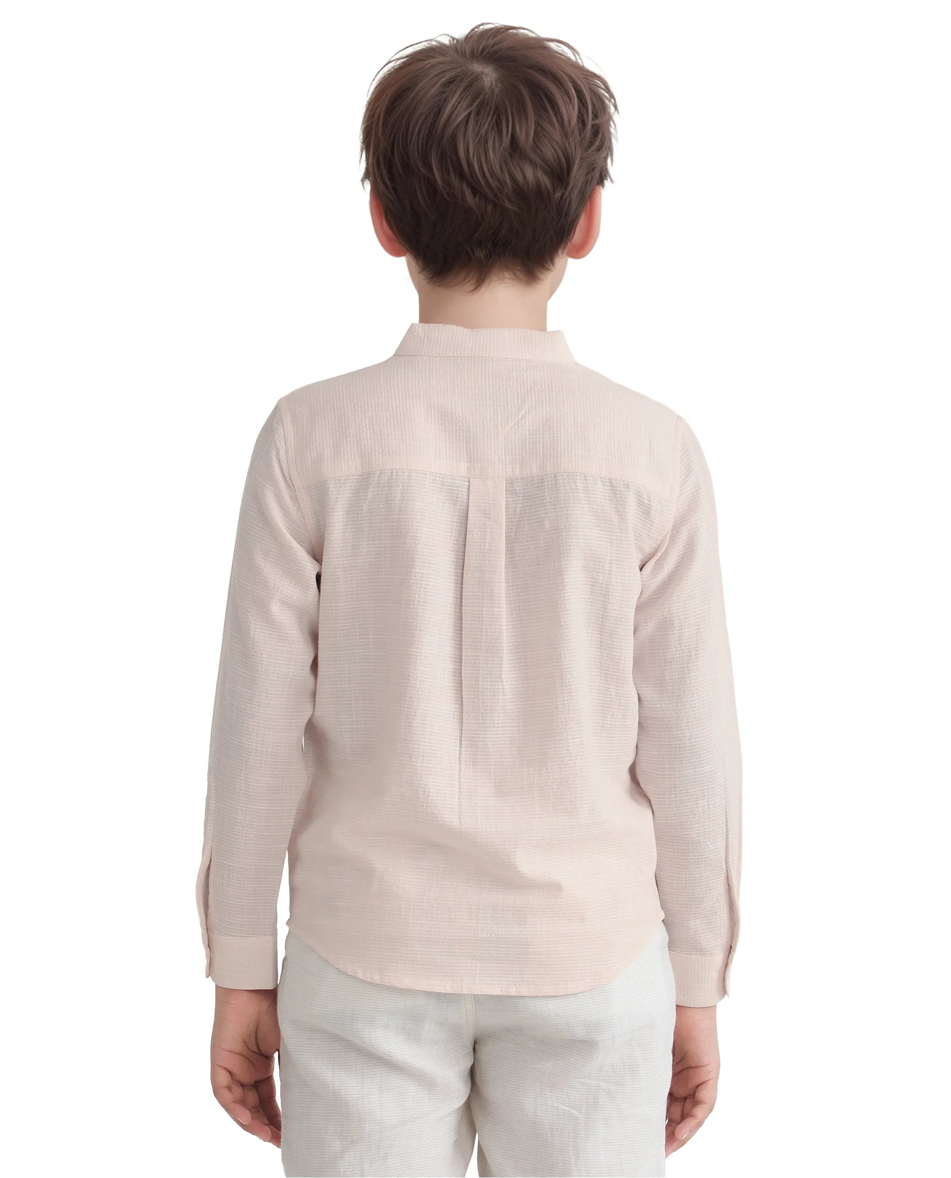 Rare Ones Kids Nexo Peach Cotton Half Sleeve Button Striped Regular Fit Shirt