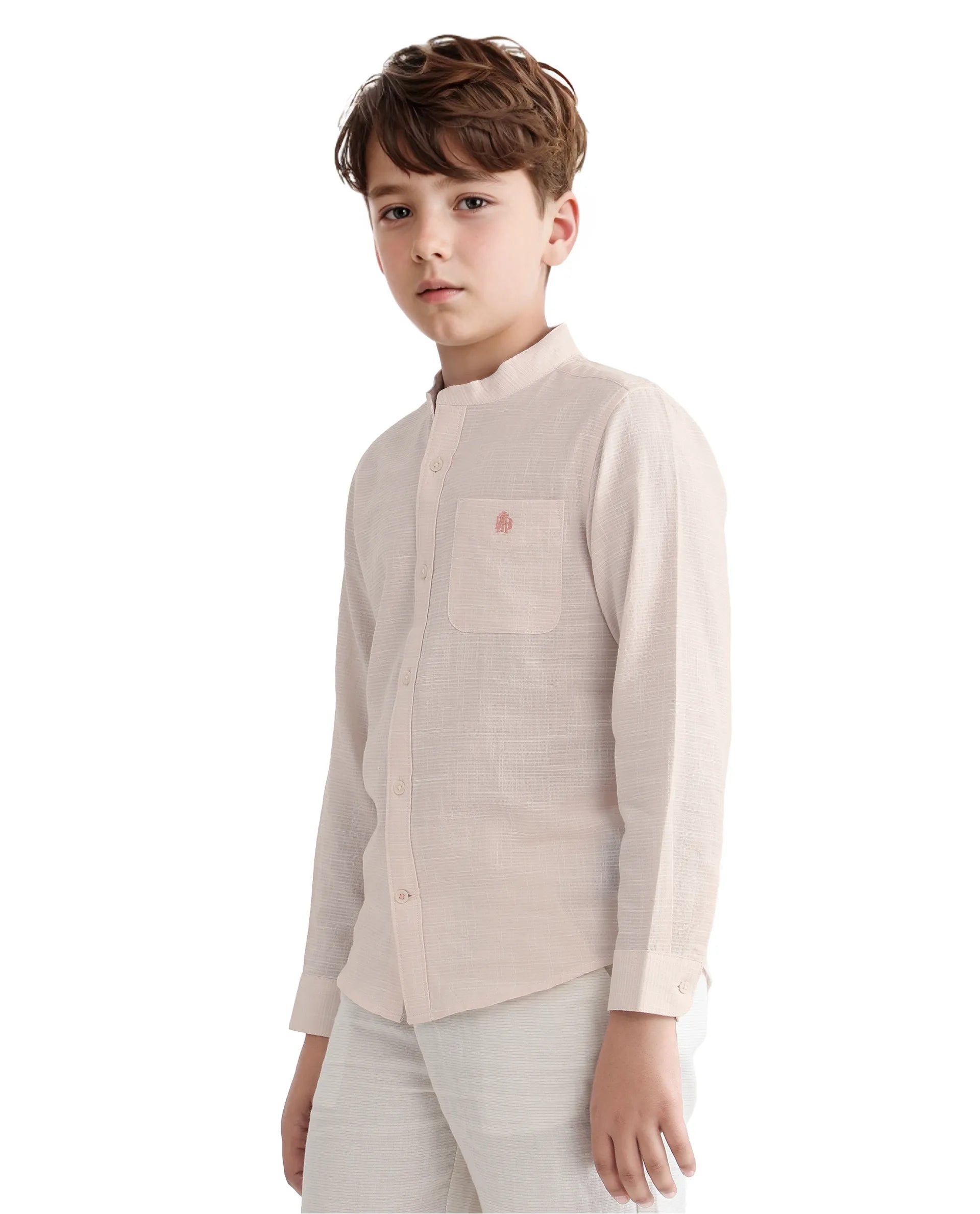 Rare Ones Kids Nexo Peach Cotton Half Sleeve Button Striped Regular Fit Shirt