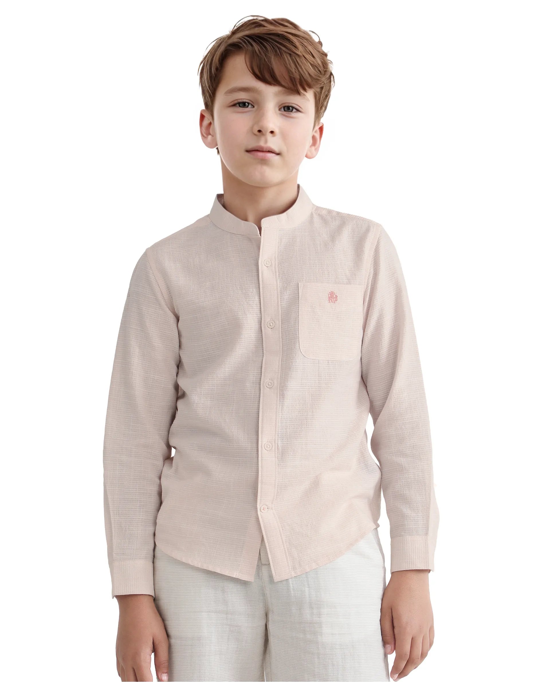 Rare Ones Kids Nexo Peach Cotton Half Sleeve Button Striped Regular Fit Shirt