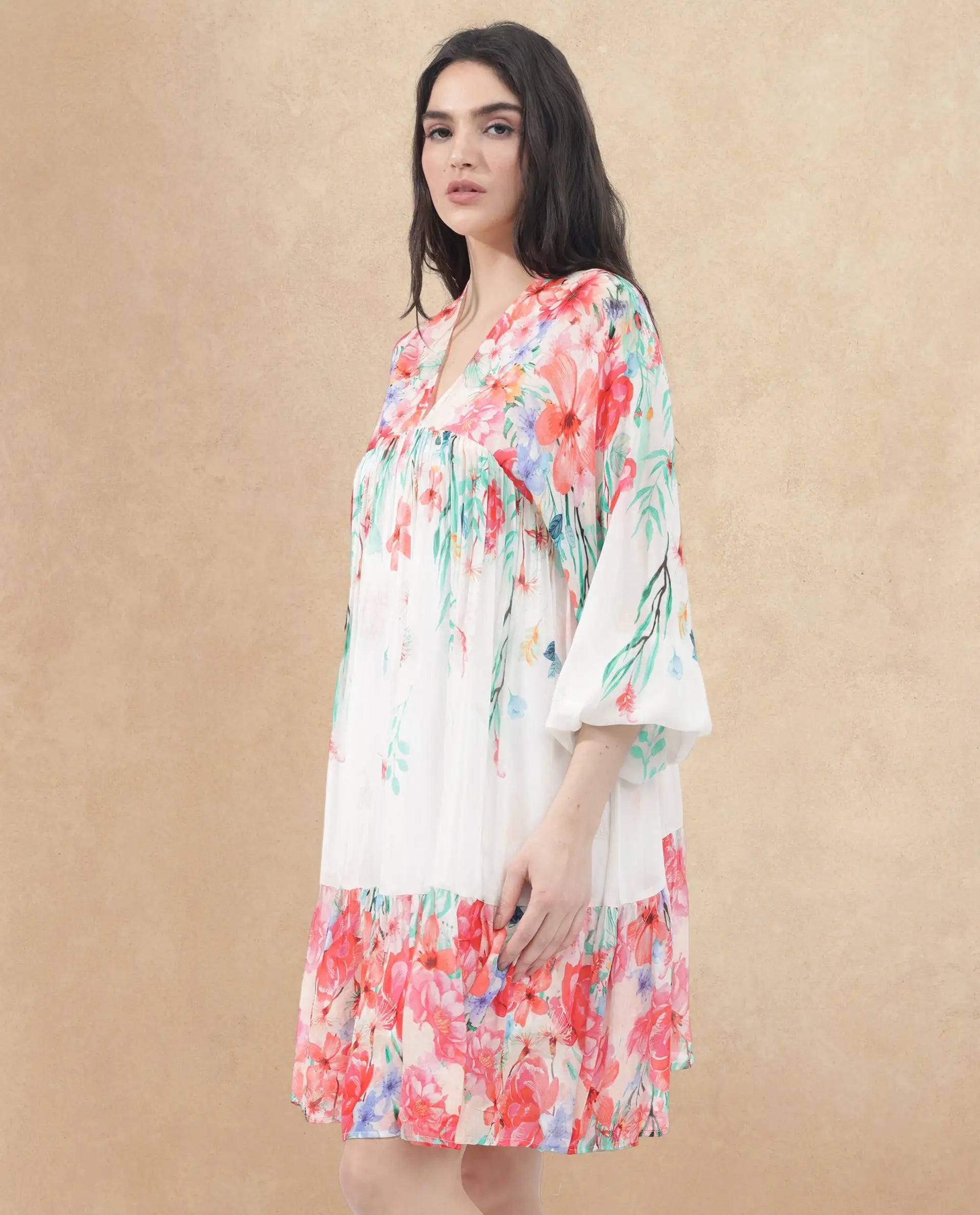 Rareism Womens Nicheo Multi Dress Full Sleeve Print