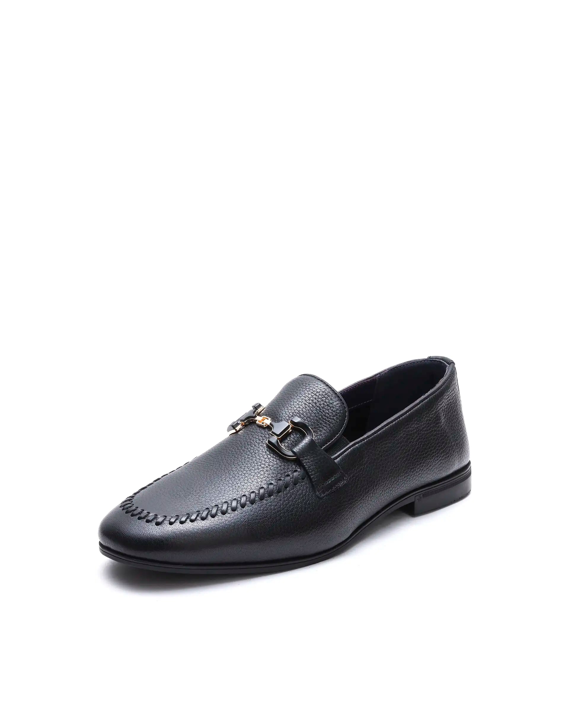 Rare Rabbit Men's Nico Black Leather Mocassin