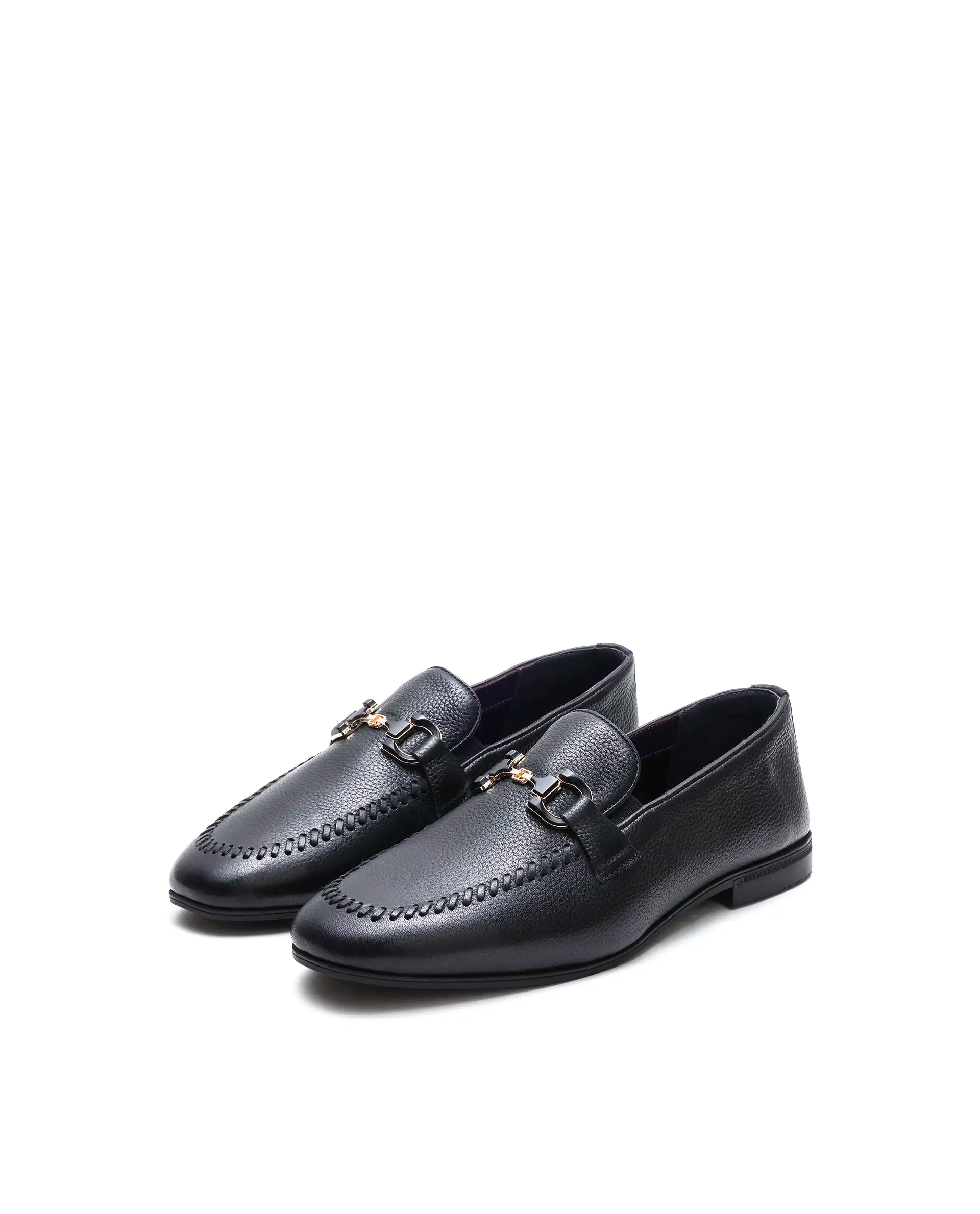 Rare Rabbit Men's Nico Black Leather Mocassin