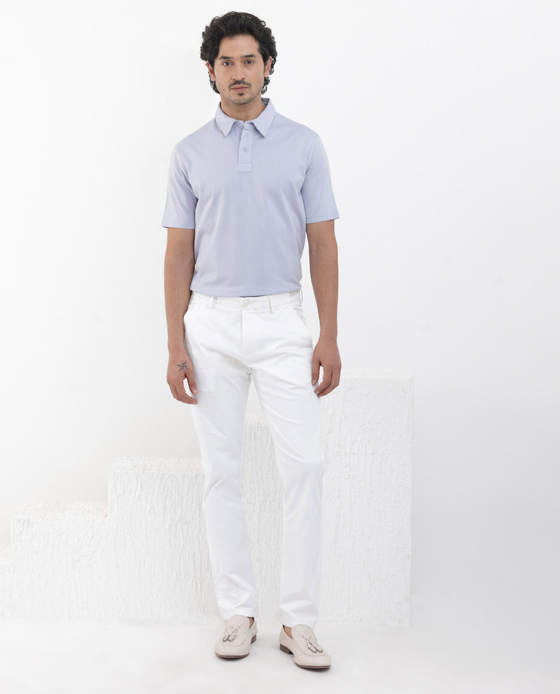 Rare Rabbit Mens Nielson Pastel Blue Cotton Fabric Short Sleeve Jacquard Polo T-Shirt
