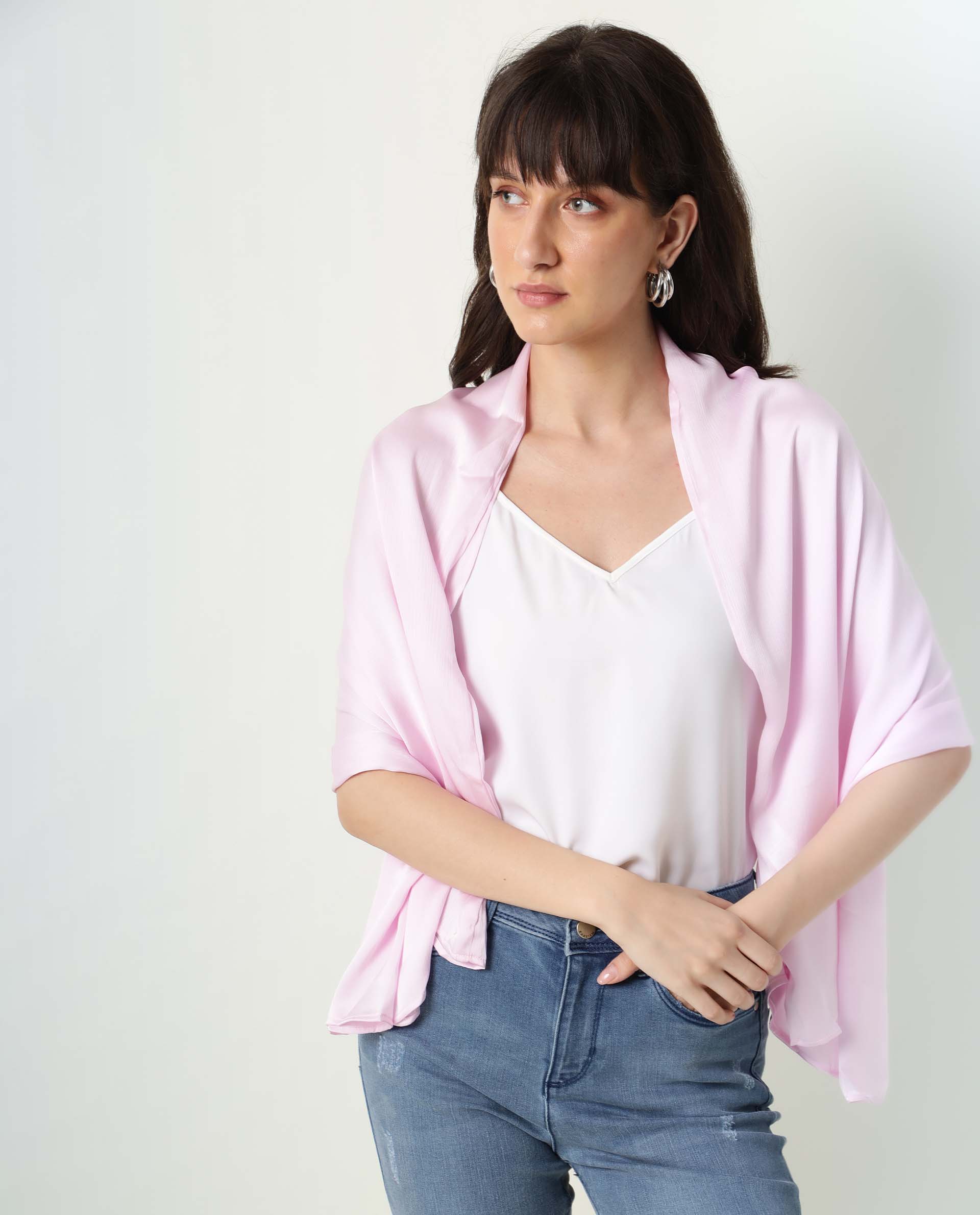 Rareism Womens Nigera Purple Outer Wear Polyester Fabric Regular Fit Cape Sleeves