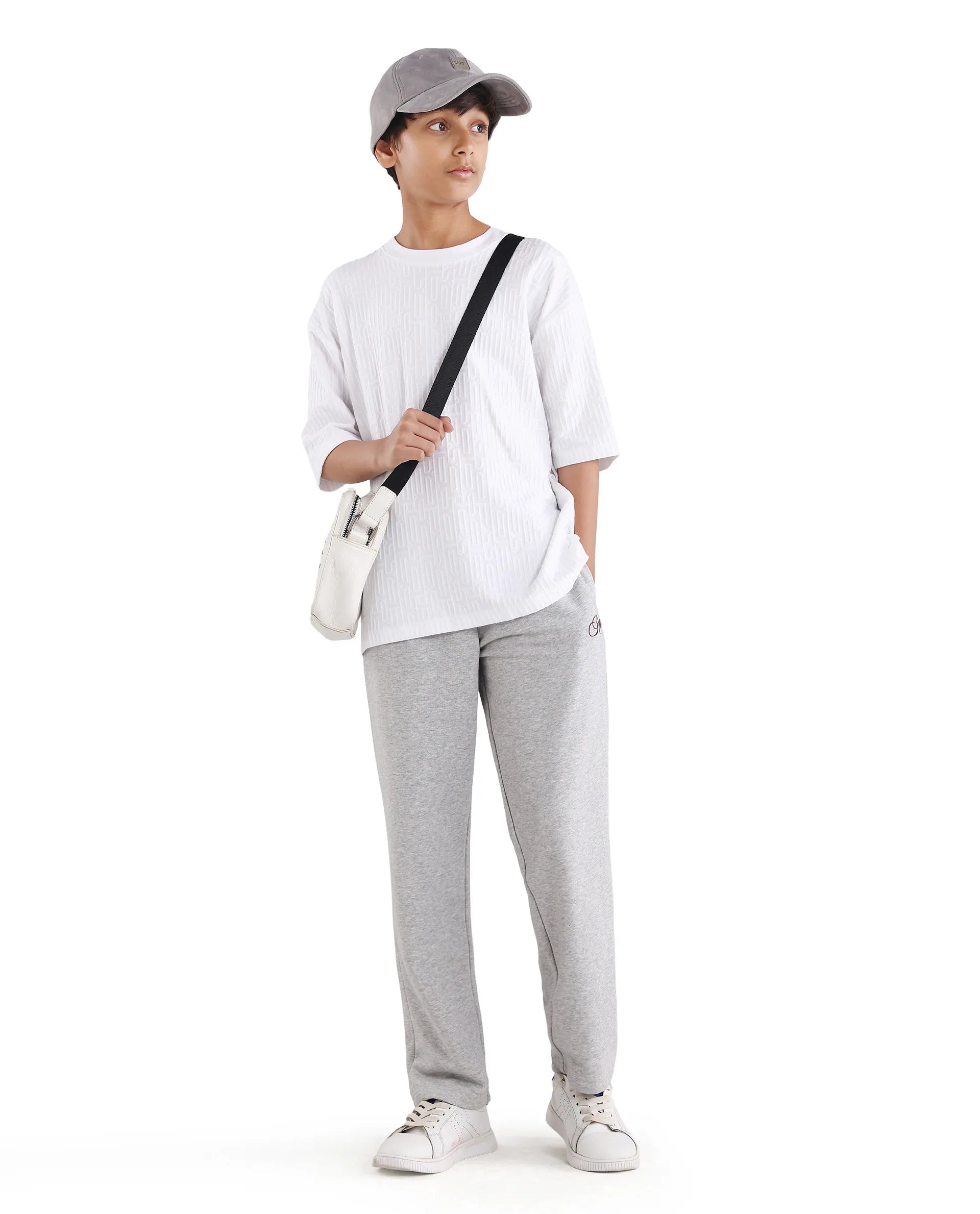 Rare Ones Kids Nikos White Polyester Blend Pull-On Closure Jacquard Regular Fit T-Shirt