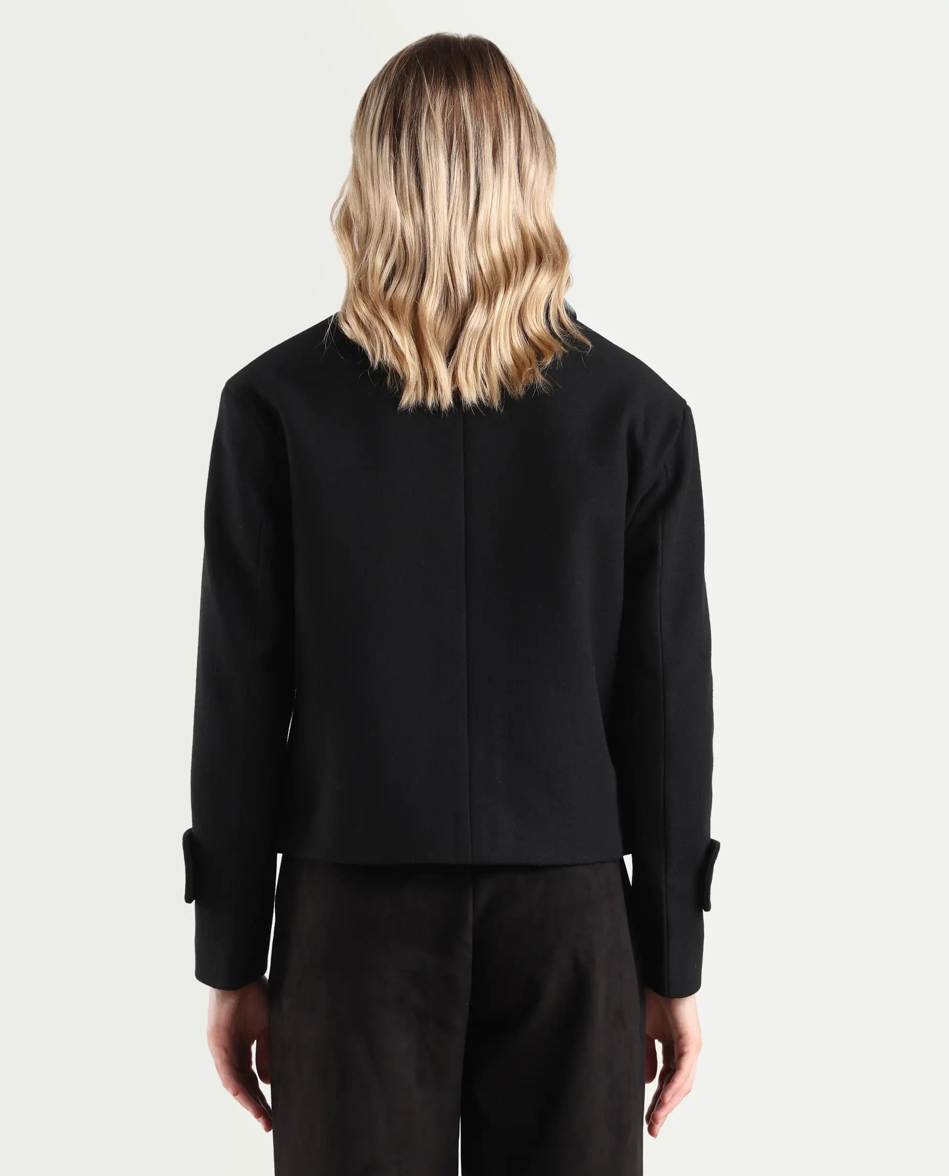 Rareism Women's Nikzo Black Polyester Blend Spread Collar Regular Fit Jacket