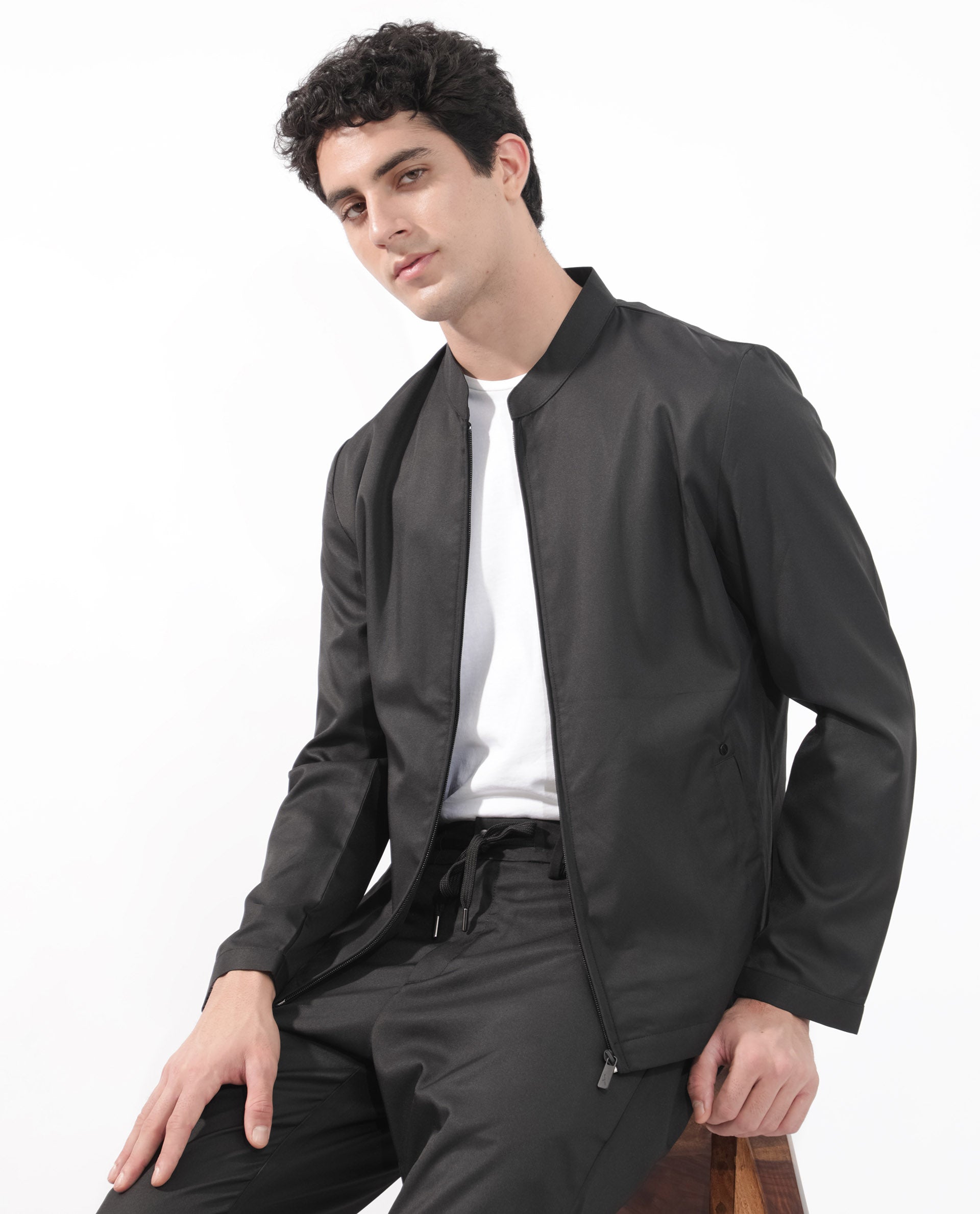 Black plain clearance jacket