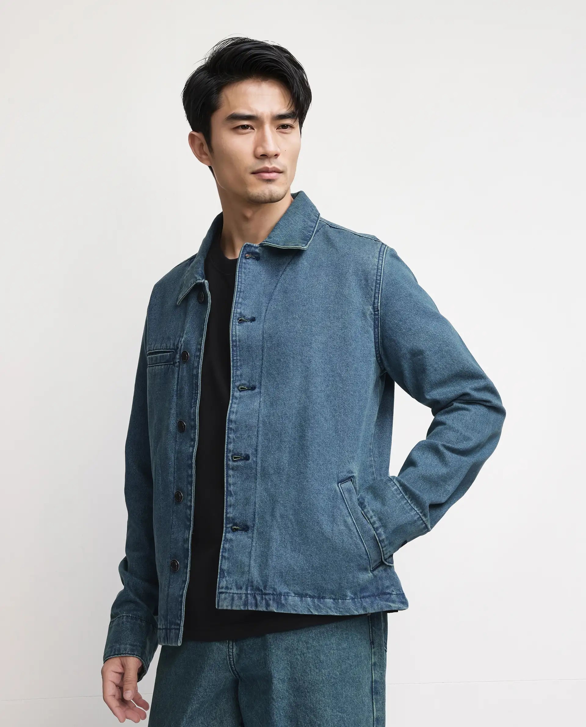 Rare Rabbit Men Nio Green Cotton Fabric Collared Neck Jacket